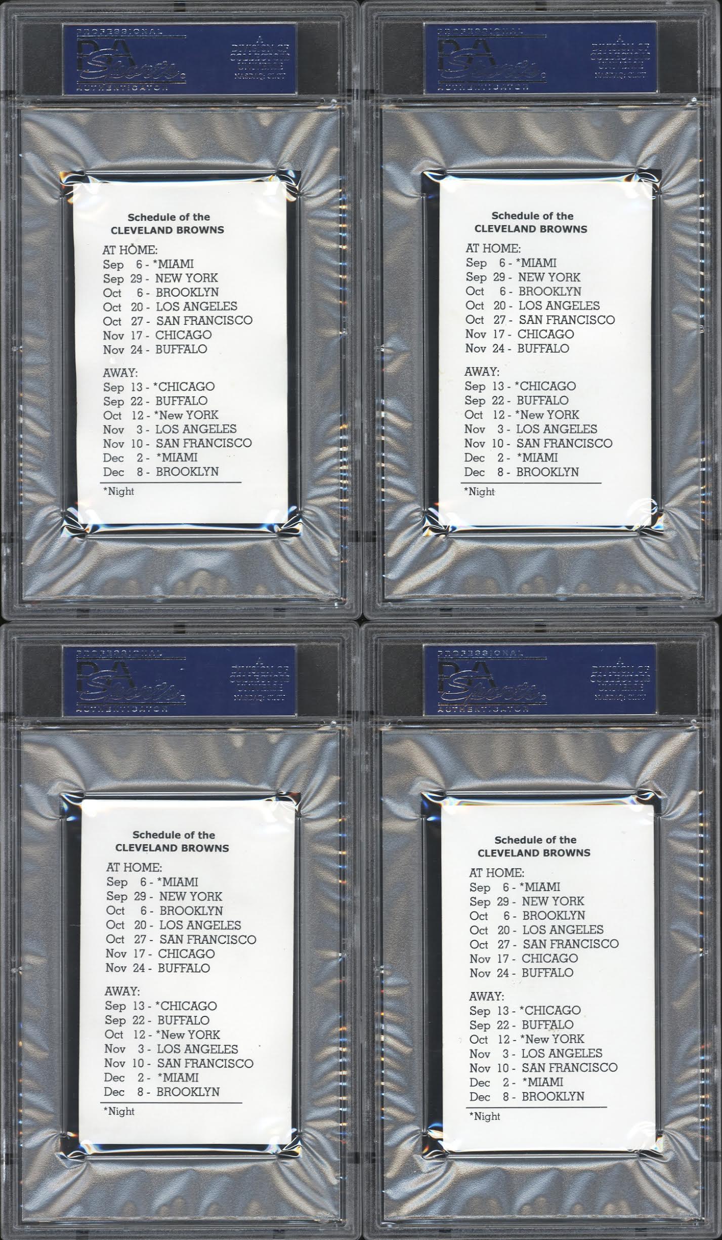 1946 Browns Sears Complete Set of (8) PSA Graded Football Cards with #5 Otto Graham (PSA 4), #2 Jim Daniell (PSA 5), #3 Fred Evans (PSA 4), #1 Ernie Blandin (PSA 4) at PristineAuction.com 1946 Browns Sears Complete Set of (8) PSA Graded Football Cards with #5 Otto Graham (PSA 4), #2 Jim Daniell (PSA 5), #3 Fred Evans (PSA 4), #1 Ernie Blandin (PSA 4) at PristineAuction.com