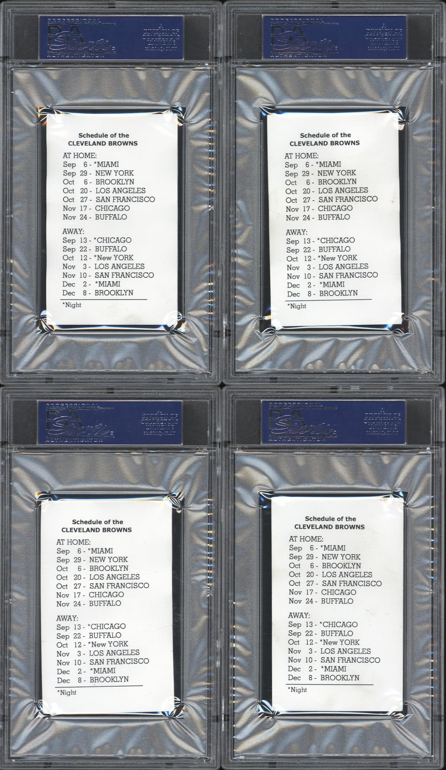 1946 Browns Sears Complete Set of (8) PSA Graded Football Cards with #5 Otto Graham (PSA 4), #2 Jim Daniell (PSA 5), #3 Fred Evans (PSA 4), #1 Ernie Blandin (PSA 4) at PristineAuction.com 1946 Browns Sears Complete Set of (8) PSA Graded Football Cards with #5 Otto Graham (PSA 4), #2 Jim Daniell (PSA 5), #3 Fred Evans (PSA 4), #1 Ernie Blandin (PSA 4) at PristineAuction.com