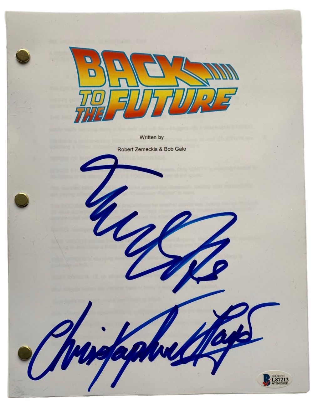 Christopher Lloyd & Michael J. Fox Signed "Back to the Future" Movie Script (Beckett COA) at PristineAuction.com Christopher Lloyd & Michael J. Fox Signed "Back to the Future" Movie Script (Beckett COA) at PristineAuction.com