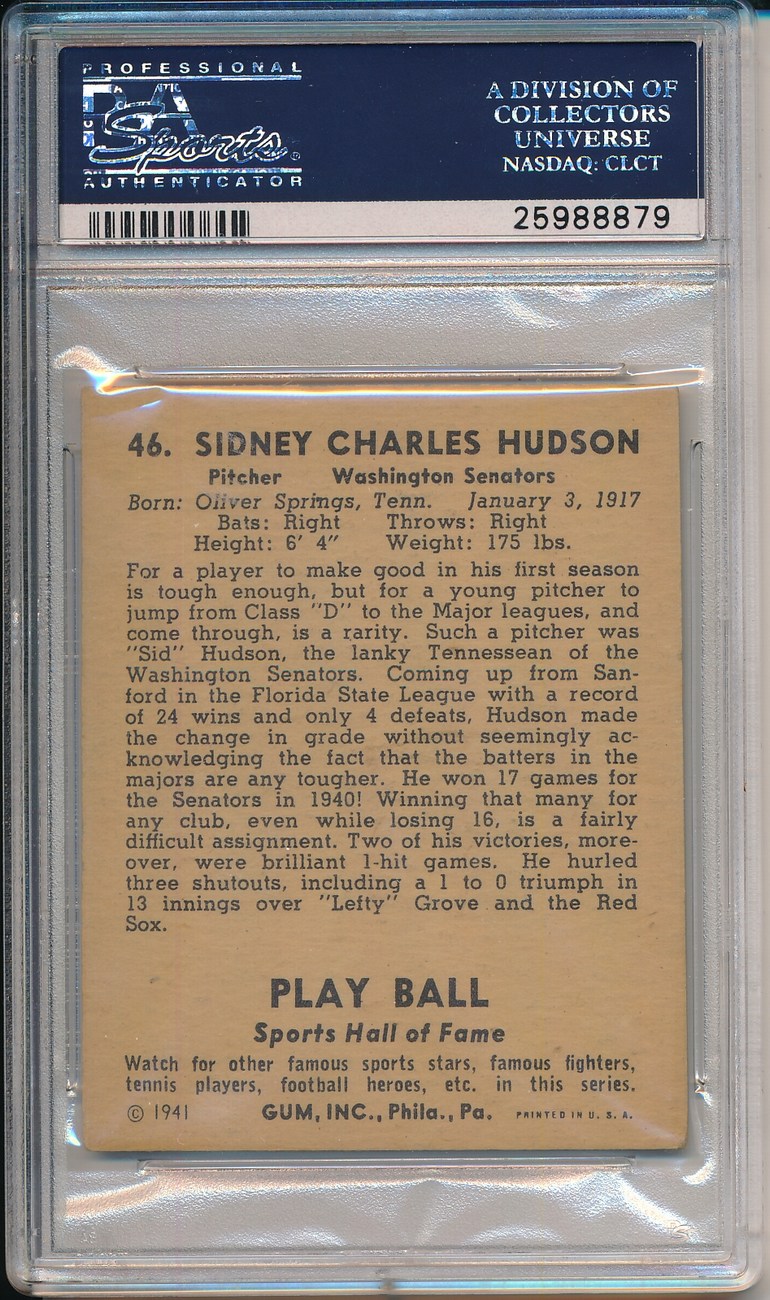 Sid Hudson Signed 1941 Play Bill #46 (PSA Encapsulated) at PristineAuction.com Sid Hudson Signed 1941 Play Bill #46 (PSA Encapsulated) at PristineAuction.com