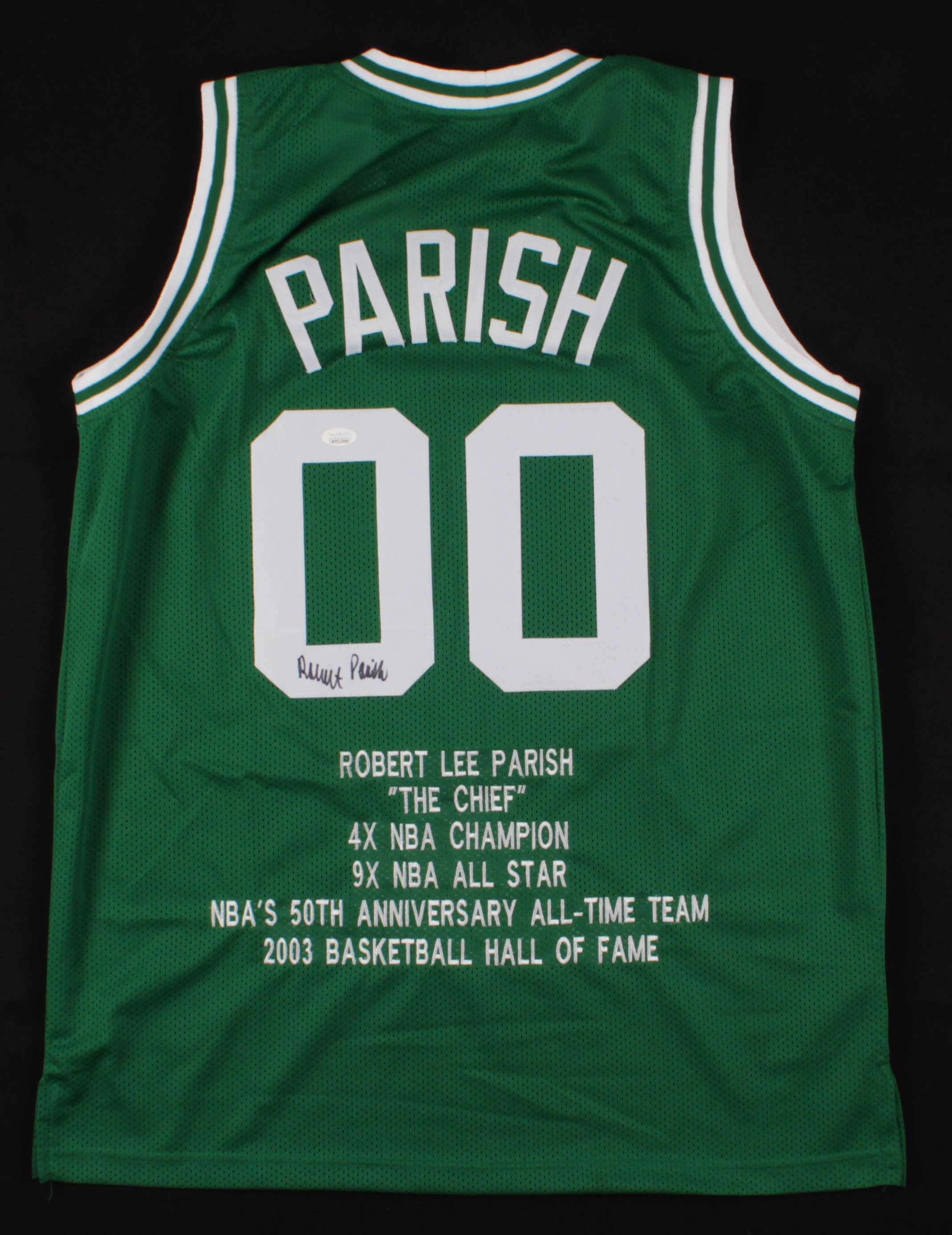 Robert Parish Signed Career Highlight Stat Jersey (JSA COA) at PristineAuction.com Robert Parish Signed Career Highlight Stat Jersey (JSA COA) at PristineAuction.com