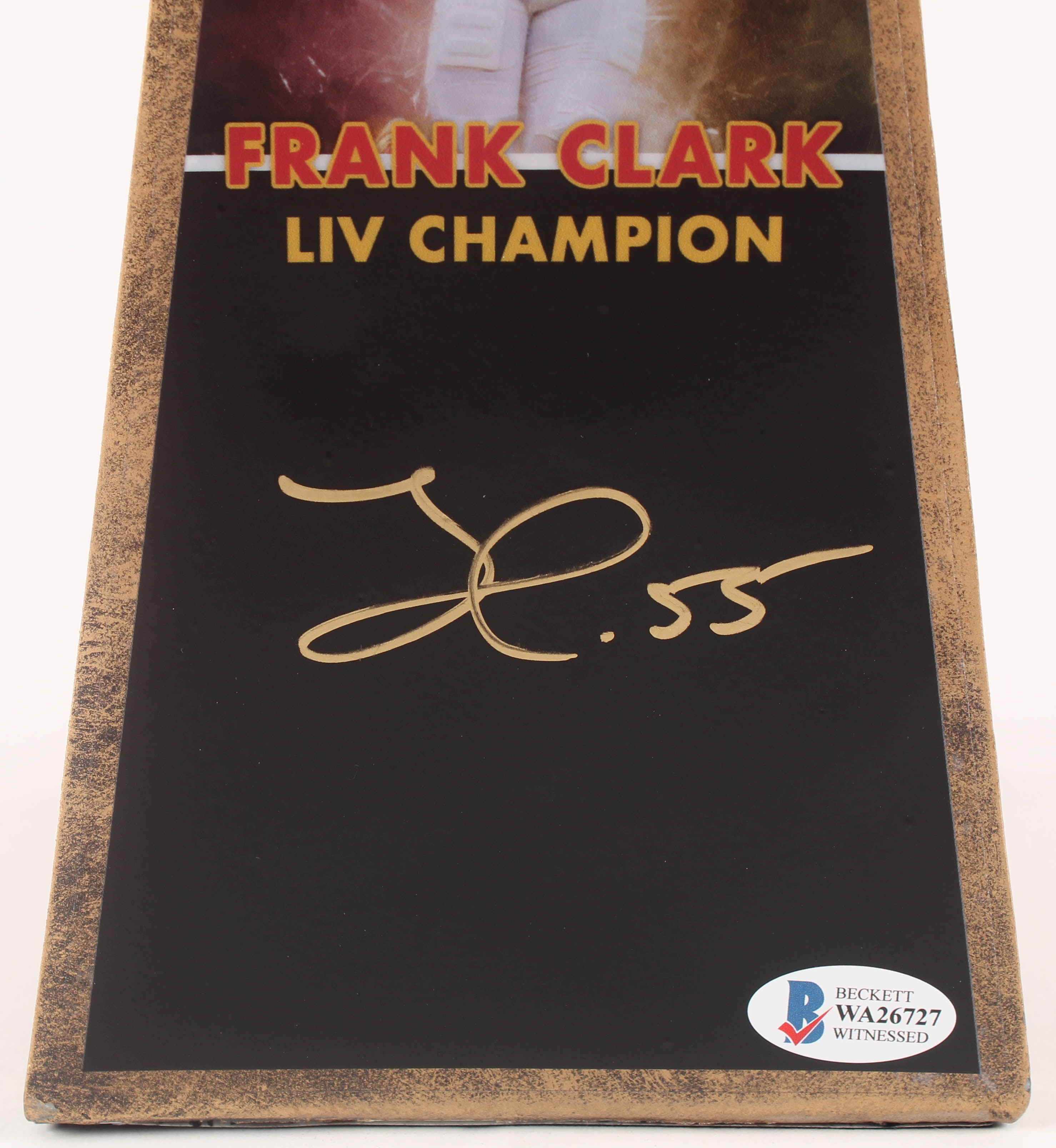 Frank Clark - Chiefs - Signed Large Gold Lombardi Trophy (Beckett COA) at PristineAuction.com Frank Clark - Chiefs - Signed Large Gold Lombardi Trophy (Beckett COA) at PristineAuction.com