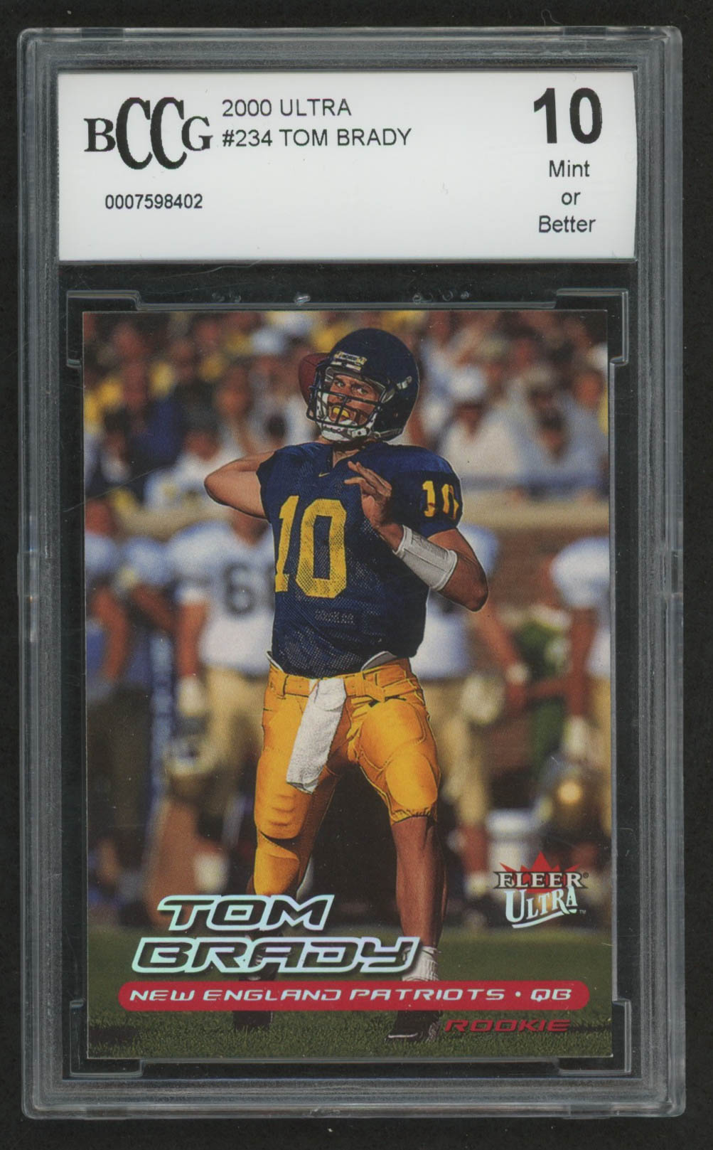 2000 Ultra #234 Tom Brady RC (BCCG 10) at PristineAuction.com 2000 Ultra #234 Tom Brady RC (BCCG 10) at PristineAuction.com
