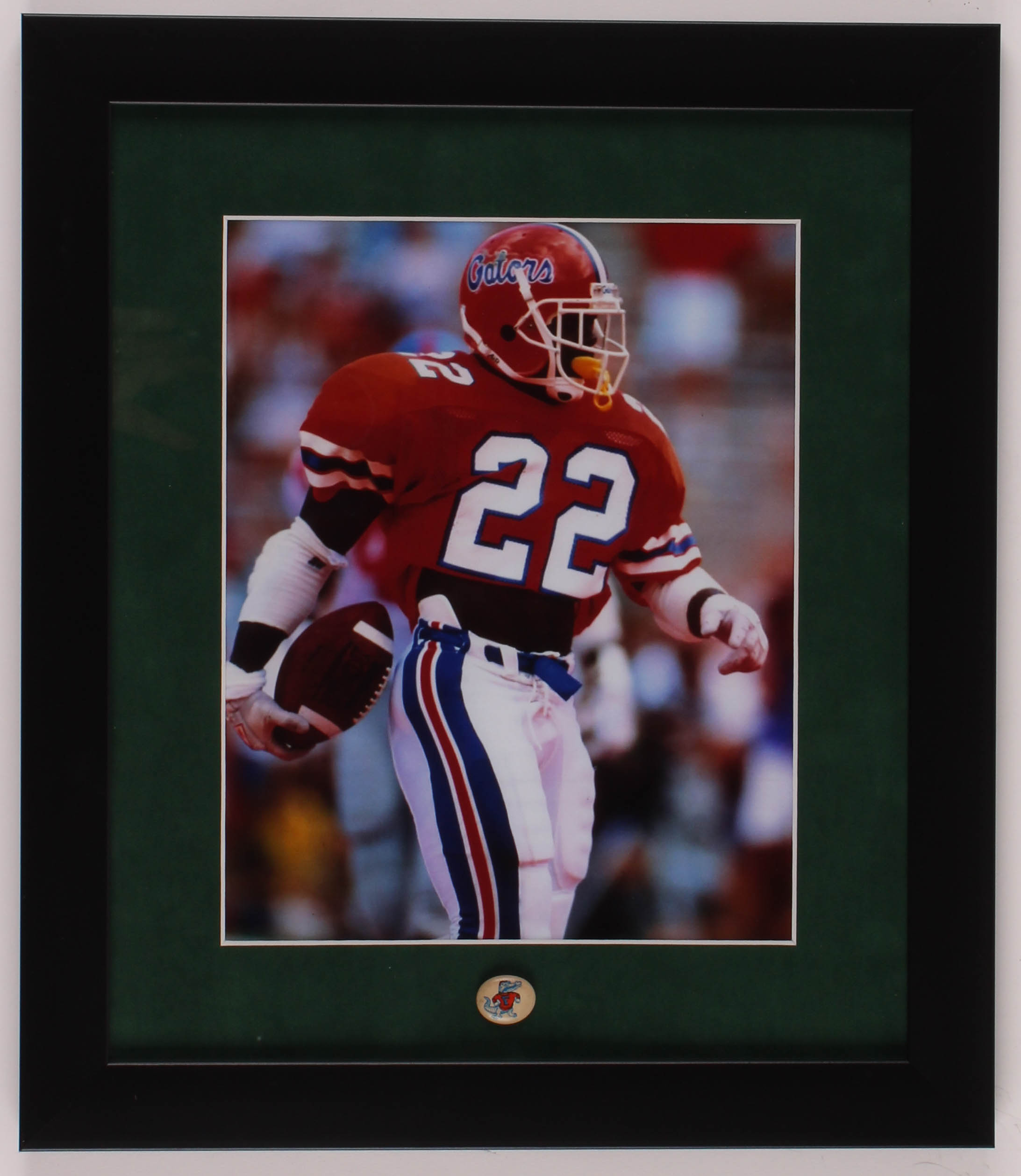 Emmitt Smith Florida Gators 13x15 Custom Framed Photo Display with Gators Pin at PristineAuction.com Emmitt Smith Florida Gators 13x15 Custom Framed Photo Display with Gators Pin at PristineAuction.com