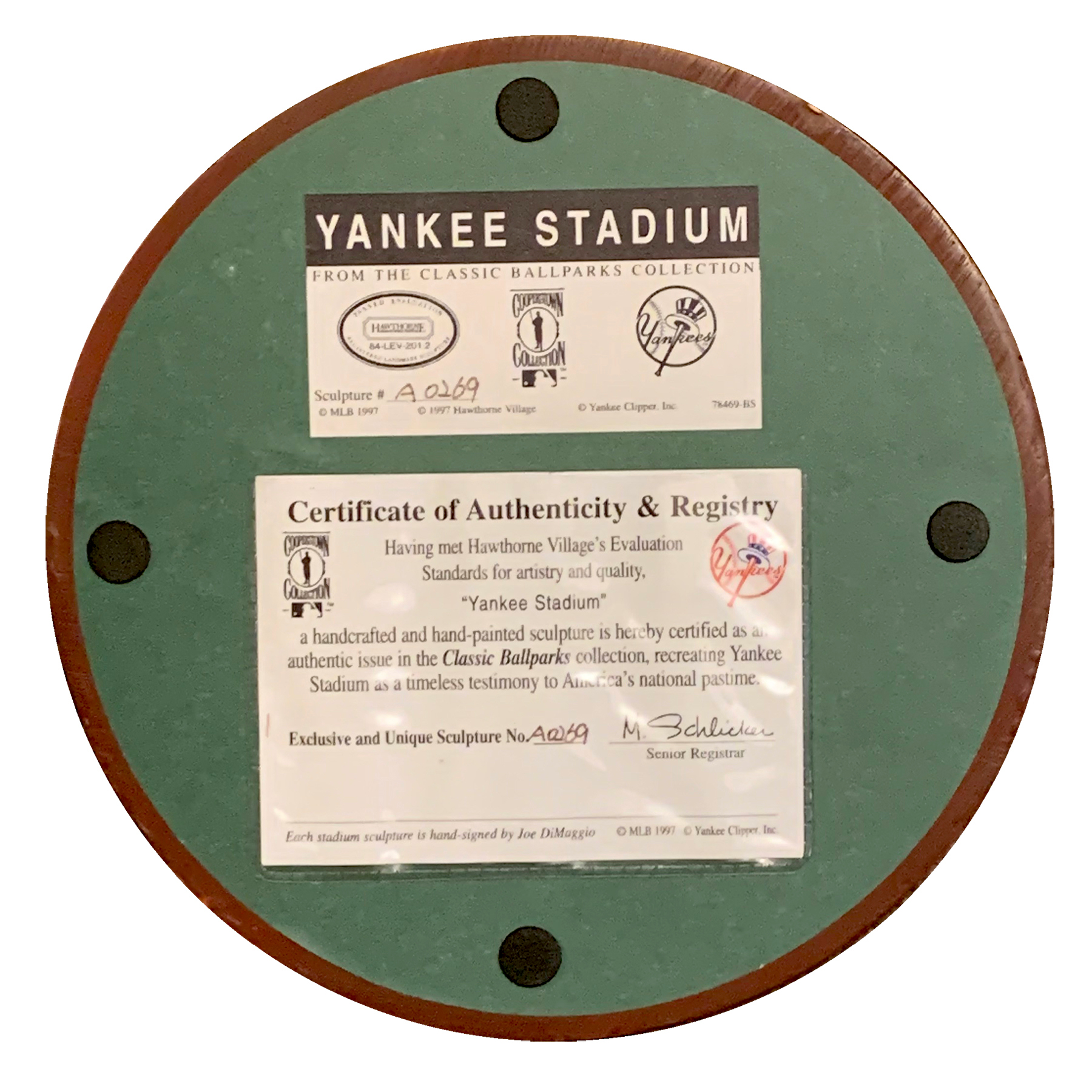 Joe DiMaggio Signed Hawthorne Yankees Stadium Figurine (JSA LOA) at PristineAuction.com Joe DiMaggio Signed Hawthorne Yankees Stadium Figurine (JSA LOA) at PristineAuction.com