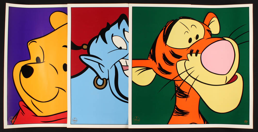 Lot of (3) 1997 Walt Disney LE 23.5x23.5 Lithographs with Winnie The Pooh, Tigger, & Genie at PristineAuction.com Lot of (3) 1997 Walt Disney LE 23.5x23.5 Lithographs with Winnie The Pooh, Tigger, & Genie at PristineAuction.com