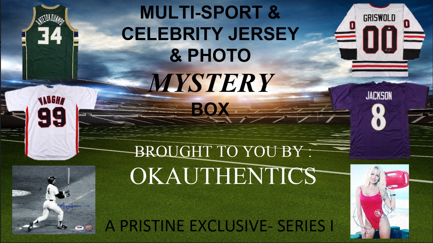 OKAuthentics Multisport & Celebrity Jersey & Photo Mystery Box - Series 1 (Limited to 100) at PristineAuction.com OKAuthentics Multisport & Celebrity Jersey & Photo Mystery Box - Series 1 (Limited to 100) at PristineAuction.com