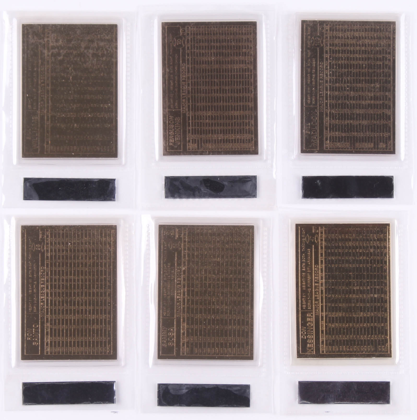 Set of (6) Chicago Cubs Greats 1996-03 Danbury Mint 22kt Gold Baseball Cards with #98 Ron Santo, #99 Billy Williams, #59 Sammy Sosa at PristineAuction.com Set of (6) Chicago Cubs Greats 1996-03 Danbury Mint 22kt Gold Baseball Cards with #98 Ron Santo, #99 Billy Williams, #59 Sammy Sosa at PristineAuction.com