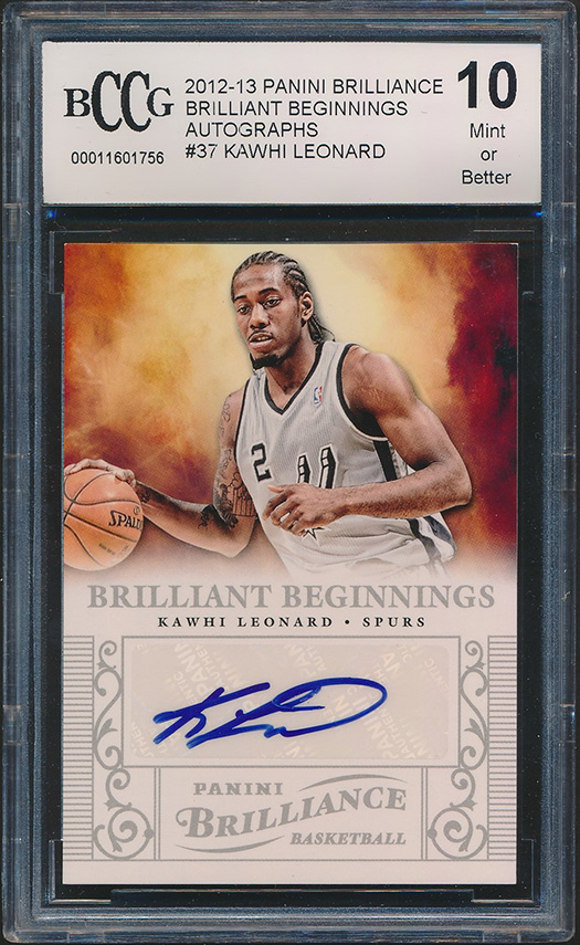 Kawhi Leonard 2012-13 Panini Brilliance Brilliant Beginnings Autographs #37 (BCCG 10) at PristineAuction.com Kawhi Leonard 2012-13 Panini Brilliance Brilliant Beginnings Autographs #37 (BCCG 10) at PristineAuction.com