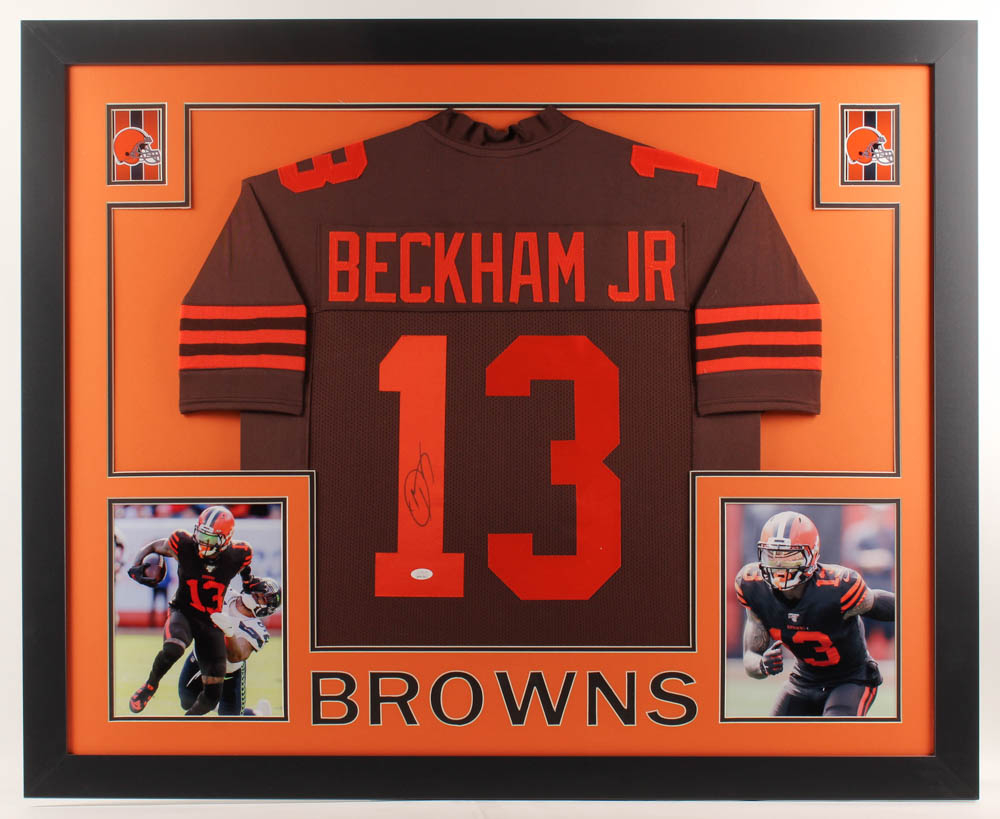 Odell Beckham Jr. Signed 35x43 Custom Framed Jersey (JSA Hologram) at PristineAuction.com Odell Beckham Jr. Signed 35x43 Custom Framed Jersey (JSA Hologram) at PristineAuction.com