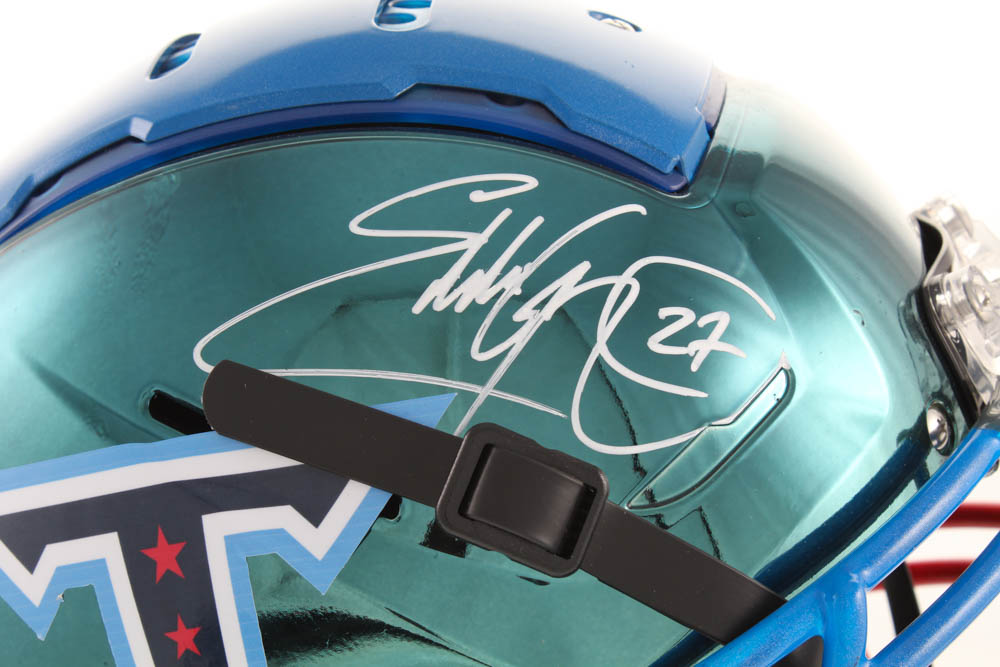 Eddie George Signed Titans Full-Size Authentic On-Field Chrome F7 Helmet (Beckett COA) at PristineAuction.com Eddie George Signed Titans Full-Size Authentic On-Field Chrome F7 Helmet (Beckett COA) at PristineAuction.com
