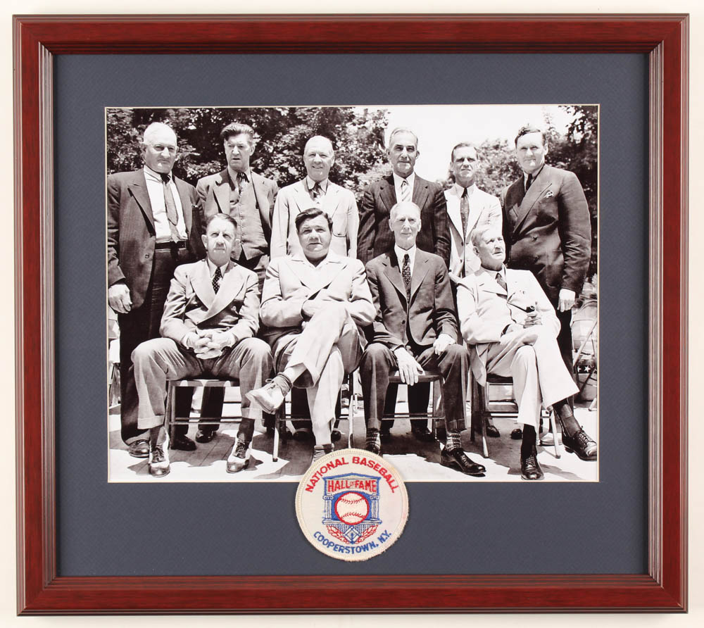MLB Hall of Fame Inaugural Class 16x18.25 Custom Framed Photo with Baseball Hall of Fame Patch at PristineAuction.com MLB Hall of Fame Inaugural Class 16x18.25 Custom Framed Photo with Baseball Hall of Fame Patch at PristineAuction.com