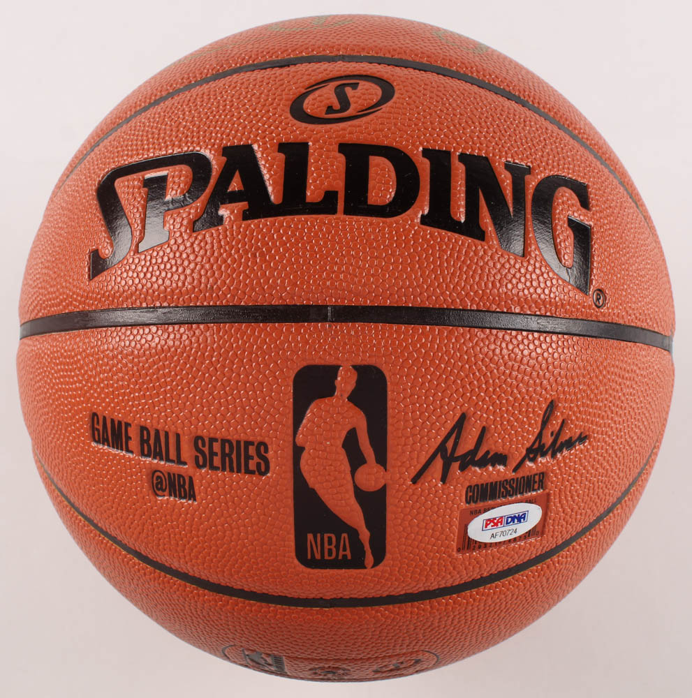 Larry Bird & Bob Cousy Signed NBA Game Ball Series Basketball with Logo Display Case (PSA COA) at PristineAuction.com Larry Bird & Bob Cousy Signed NBA Game Ball Series Basketball with Logo Display Case (PSA COA) at PristineAuction.com