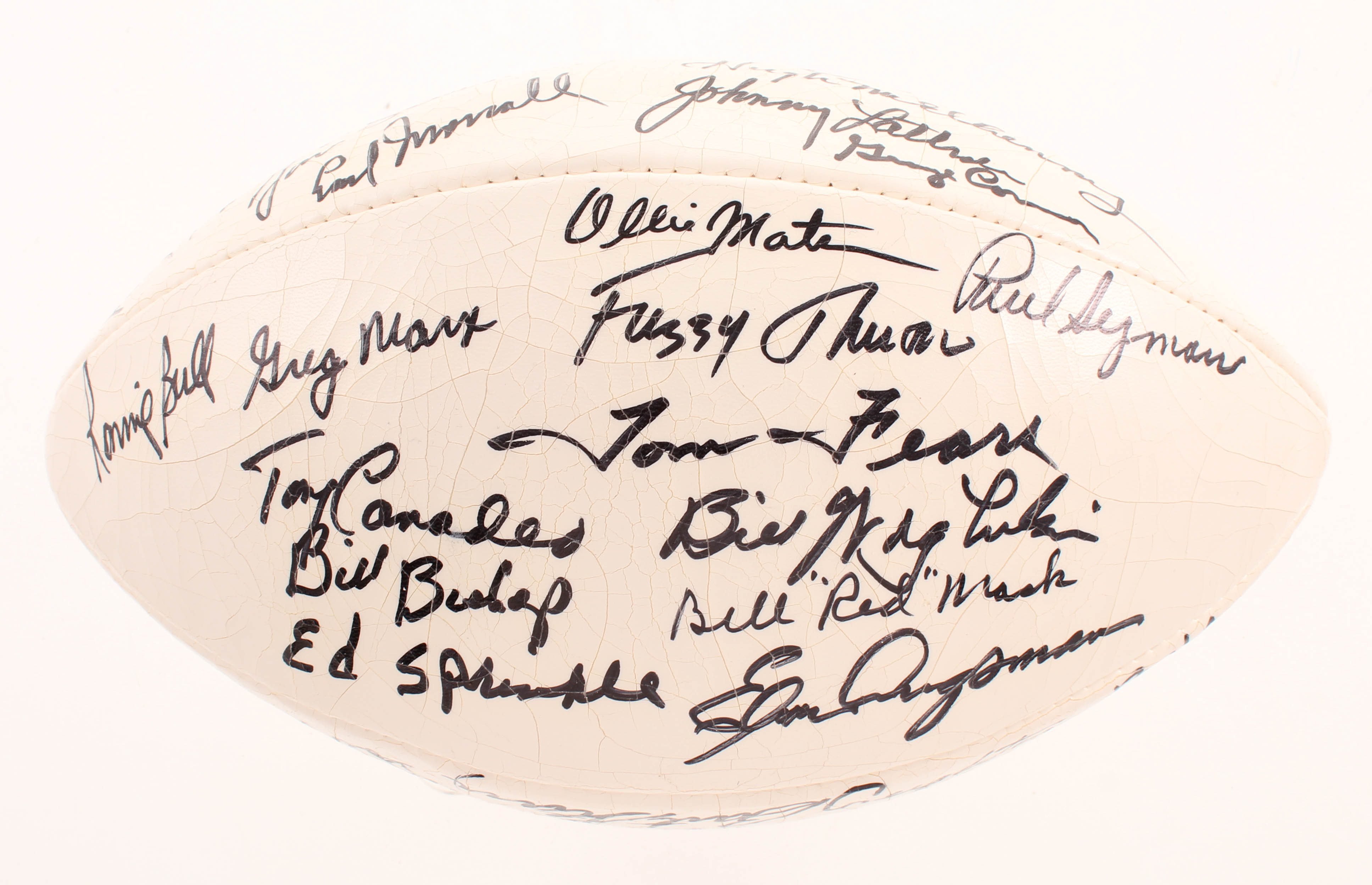 NFL Alumni Logo Football Signed By (39) With Bart Starr, Tom Fears, Bobby Bell, Paul Hornung, Deacon Jones (Beckett LOA) at PristineAuction.com NFL Alumni Logo Football Signed By (39) With Bart Starr, Tom Fears, Bobby Bell, Paul Hornung, Deacon Jones (Beckett LOA) at PristineAuction.com