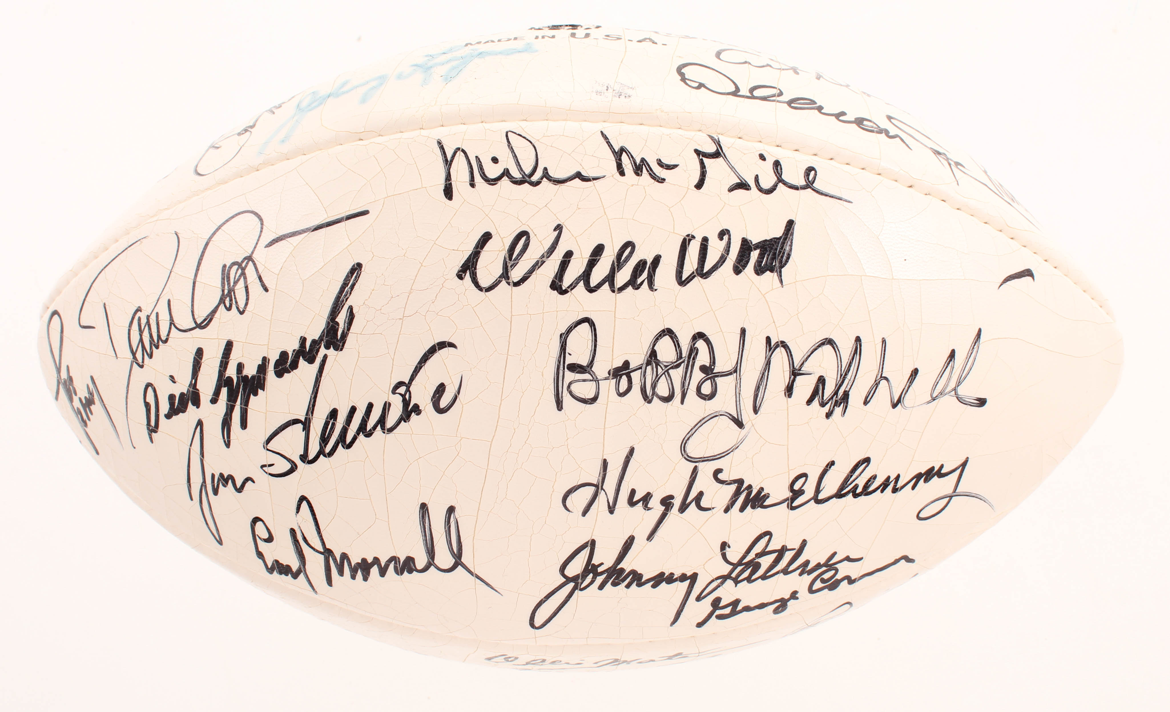NFL Alumni Logo Football Signed By (39) With Bart Starr, Tom Fears, Bobby Bell, Paul Hornung, Deacon Jones (Beckett LOA) at PristineAuction.com NFL Alumni Logo Football Signed By (39) With Bart Starr, Tom Fears, Bobby Bell, Paul Hornung, Deacon Jones (Beckett LOA) at PristineAuction.com