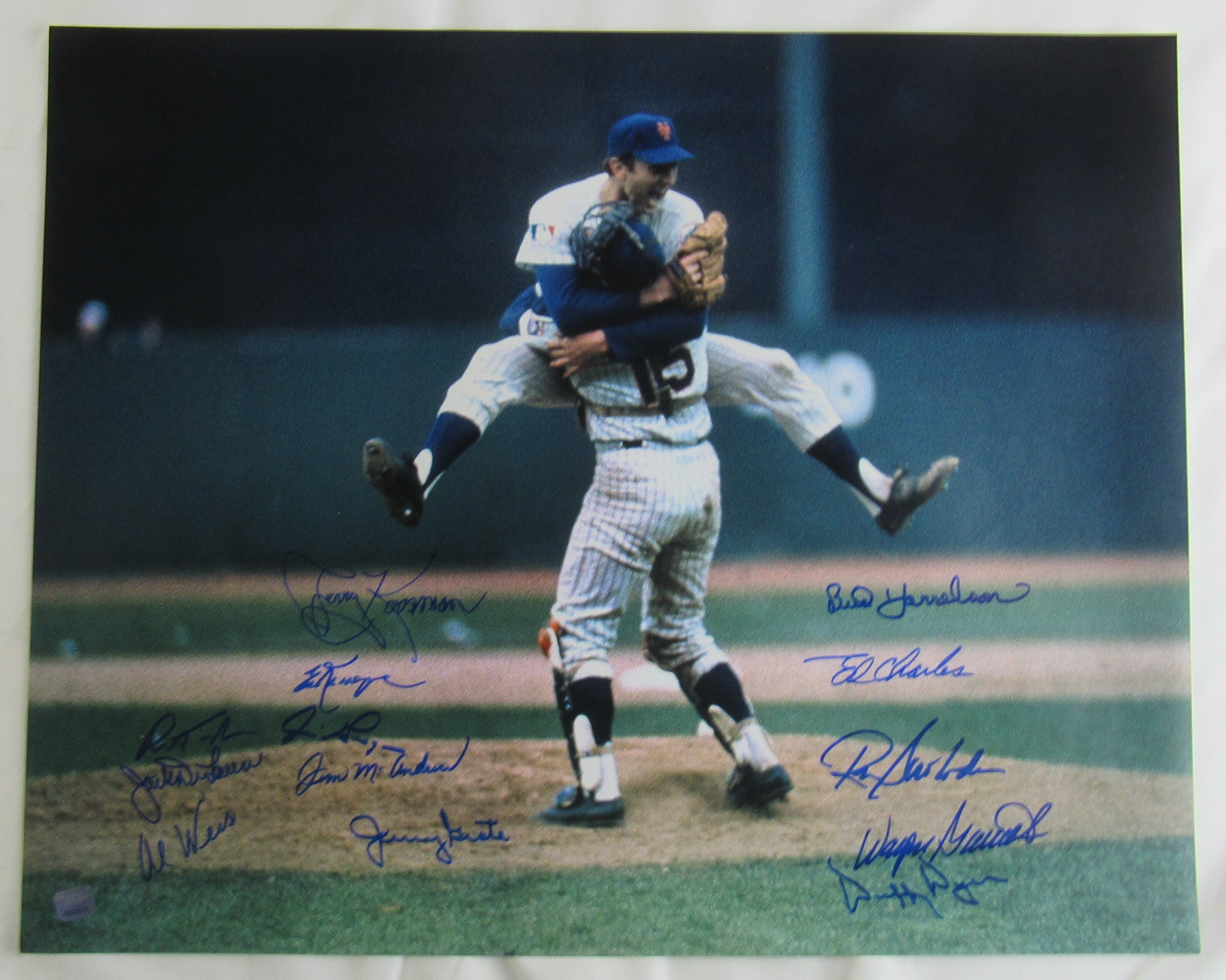 1969 Mets Team-Signed 16x20 Photo with (13) With Jim Gosger, Jerry Koosman, Bud Harrelson, Ed Kranepool, Ron Swoboda, Al Weis (JPS Hologram) at PristineAuction.com 1969 Mets Team-Signed 16x20 Photo with (13) With Jim Gosger, Jerry Koosman, Bud Harrelson, Ed Kranepool, Ron Swoboda, Al Weis (JPS Hologram) at PristineAuction.com