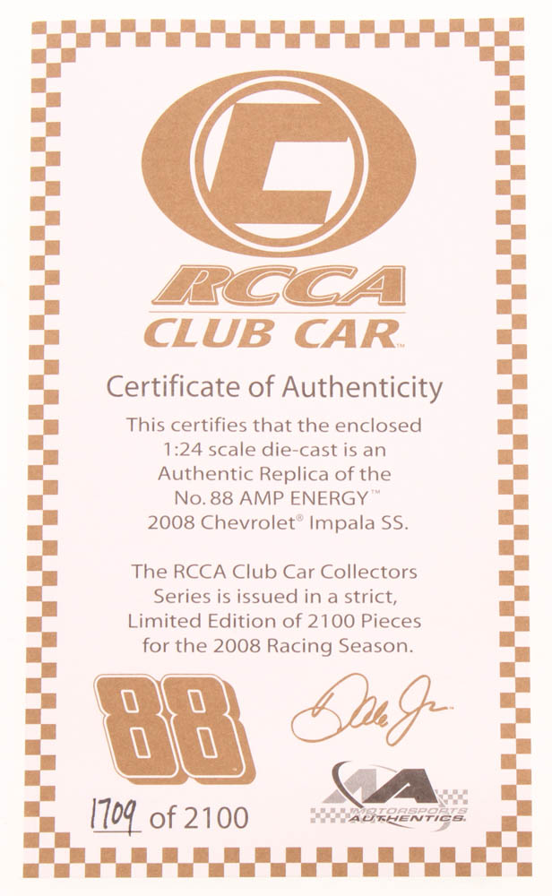 Dale Earnhardt Jr. LE #88 Amp Energy / Mountain Dew 2008 Impala SS Club Car 1:24 Scale Die Cast Car at PristineAuction.com Dale Earnhardt Jr. LE #88 Amp Energy / Mountain Dew 2008 Impala SS Club Car 1:24 Scale Die Cast Car at PristineAuction.com