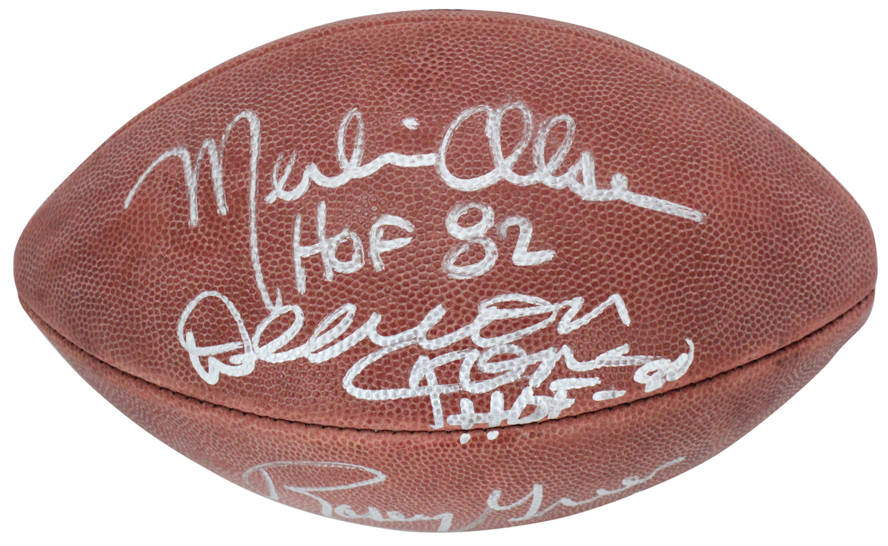 Rams "Fearsome Foursome" Official NFL Game Ball Team-Signed by (4) with Rosey Grier, Lamar Lundy, Merlin Olsen & Deacon Jones Inscribed "HOF 82" & "HOF 80" (Beckett LOA) at PristineAuction.com Rams "Fearsome Foursome" Official NFL Game Ball Team-Signed by (4) with Rosey Grier, Lamar Lundy, Merlin Olsen & Deacon Jones Inscribed "HOF 82" & "HOF 80" (Beckett LOA) at PristineAuction.com