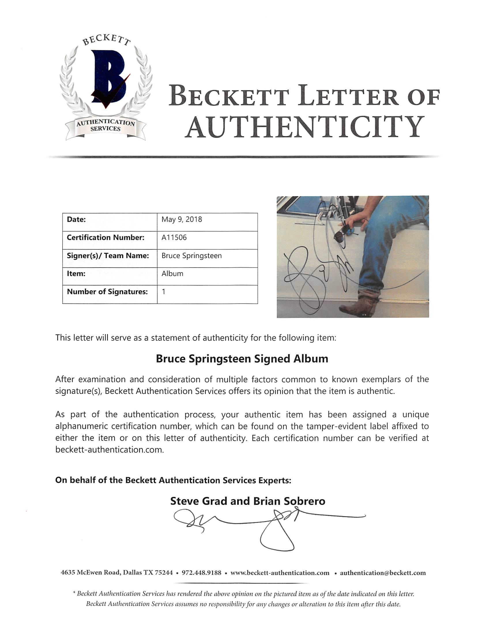 Bruce Springsteen Signed "Cover Me" Vinyl Record Album Cover (Beckett LOA) at PristineAuction.com Bruce Springsteen Signed "Cover Me" Vinyl Record Album Cover (Beckett LOA) at PristineAuction.com