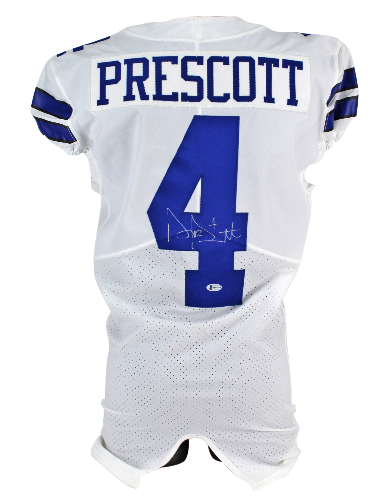 Dak Prescott Signed 2018 Cowboys Game-Issued Jersey (Beckett COA & PROVA Authenticated) at PristineAuction.com Dak Prescott Signed 2018 Cowboys Game-Issued Jersey (Beckett COA & PROVA Authenticated) at PristineAuction.com
