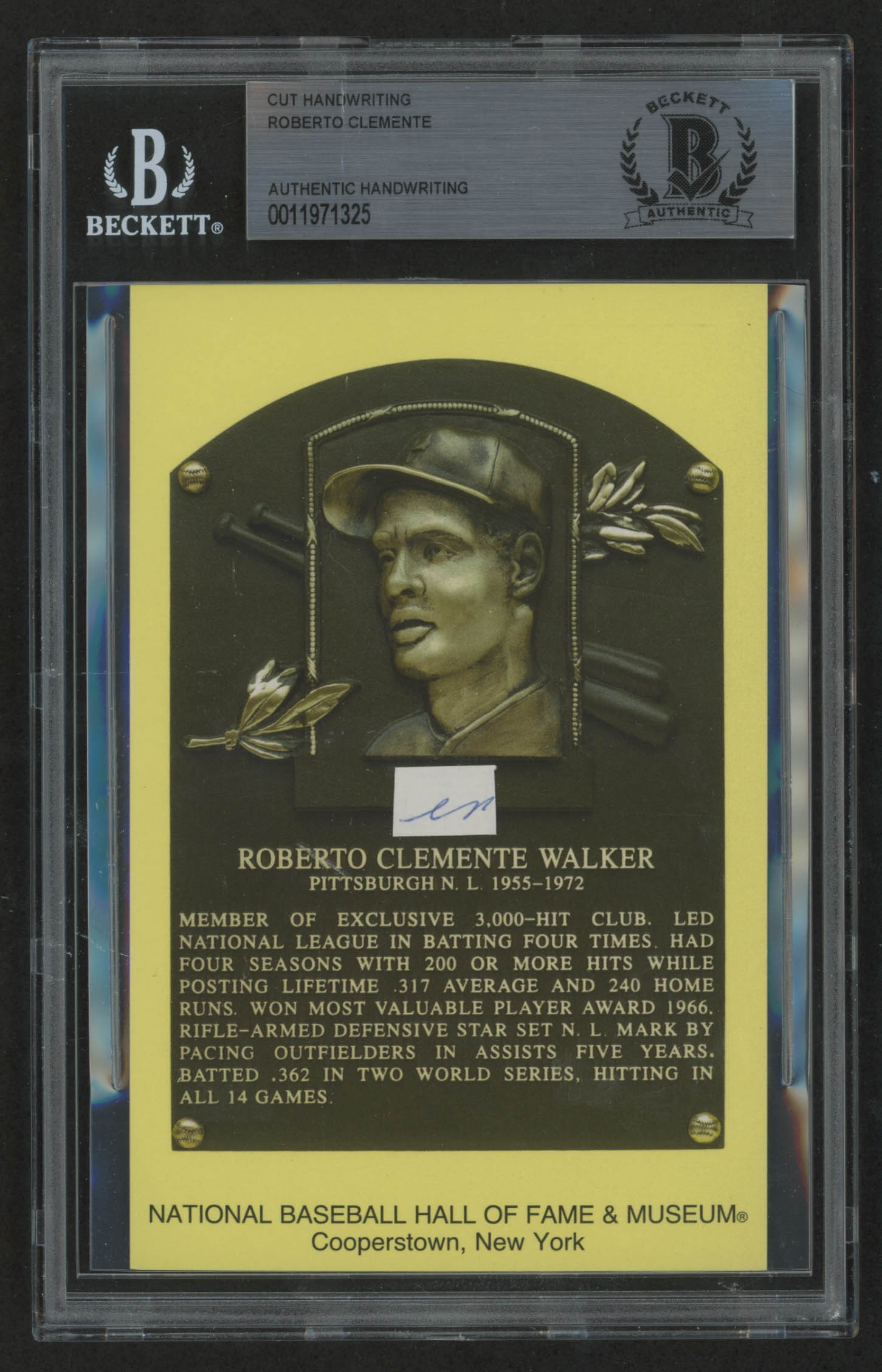 Roberto Clemente Hand-Written Cut Gold HOF Postcard (BGS Encapsulated ...