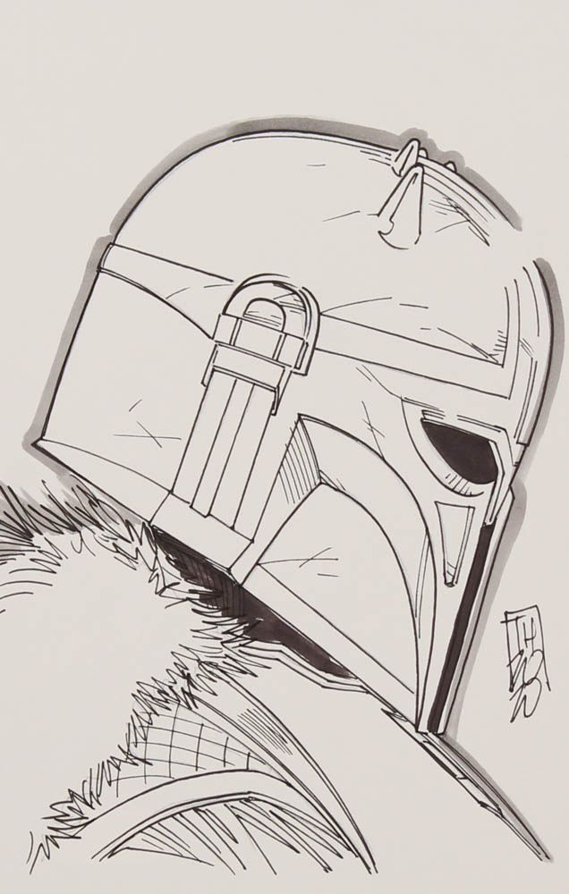 Tom Hodges - The Armorer - "Star Wars" - Signed ORIGINAL 5.5" x 8.5" Drawing on Paper (1/1) at PristineAuction.com Tom Hodges - The Armorer - "Star Wars" - Signed ORIGINAL 5.5" x 8.5" Drawing on Paper (1/1) at PristineAuction.com