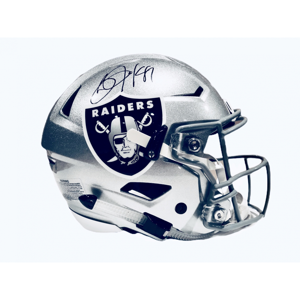 bo jackson signed football helmet Oakland Raiders MIDI SpeedFlex BAS Backed by the Beckett 100% Authenticity Guarantee Hand signed by Bo Jackson Comes with Beckett authenticity Featured is a Bo Jackson autographed Oakland Raiders full size authentic Bo Jackson Autographed Hand Signed