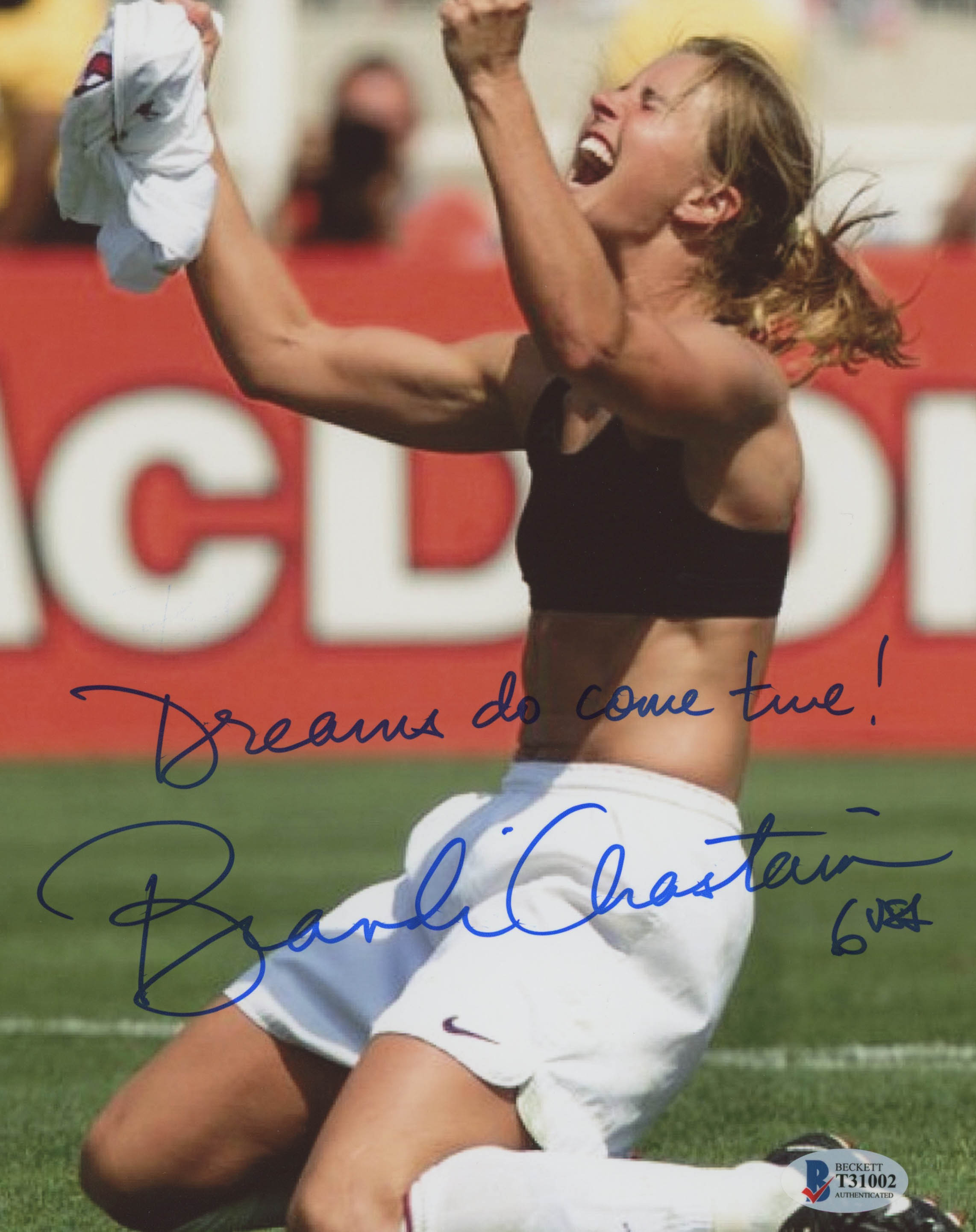Brandi Chastain Signed Team USA 8x10 Photo Inscribed "Dreams Do Come True!" & "USA" (Beckett COA) at PristineAuction.com Brandi Chastain Signed Team USA 8x10 Photo Inscribed "Dreams Do Come True!" & "USA" (Beckett COA) at PristineAuction.com