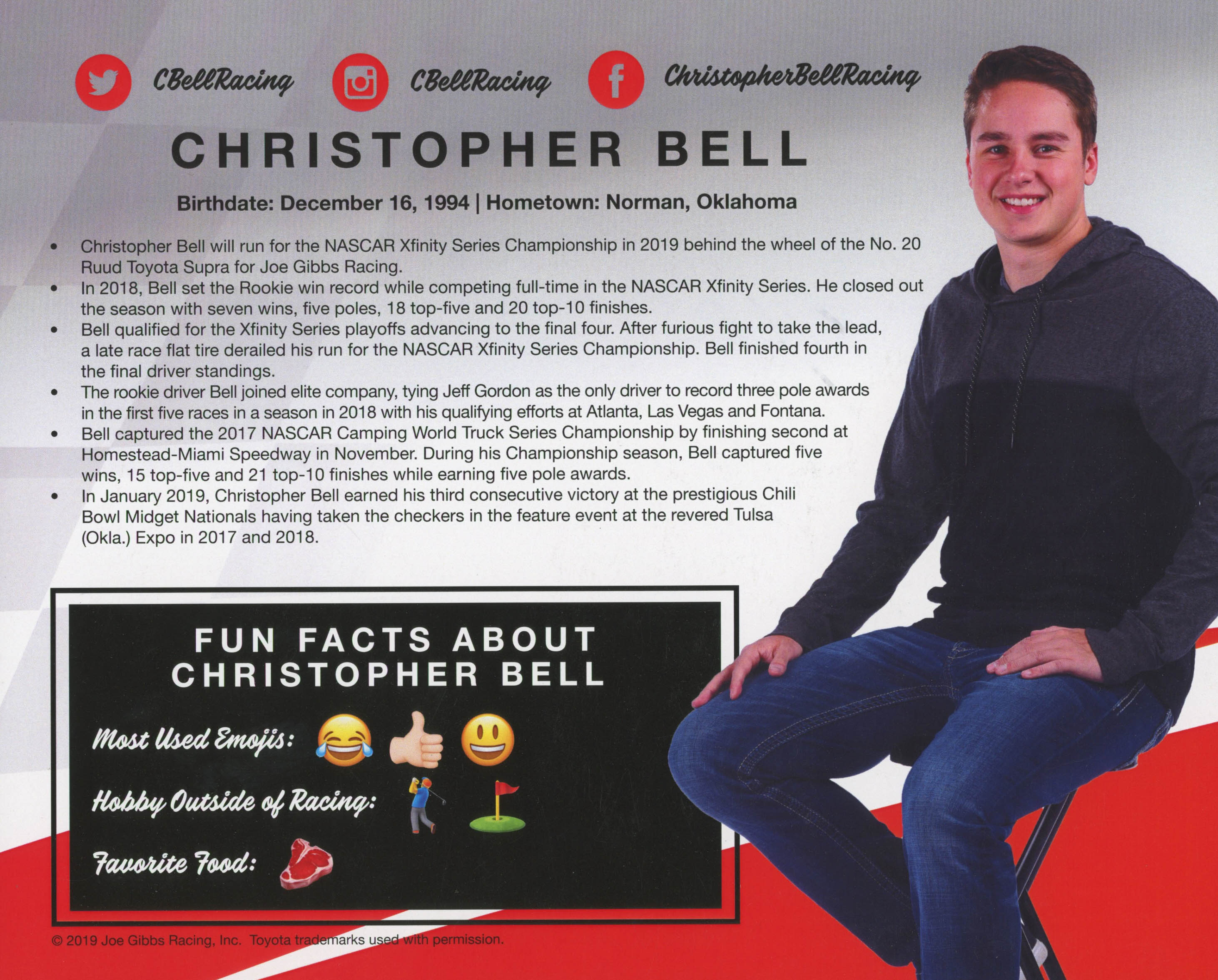 Christopher Bell Signed 8x10 Photo (JSA COA) at PristineAuction.com Christopher Bell Signed 8x10 Photo (JSA COA) at PristineAuction.com