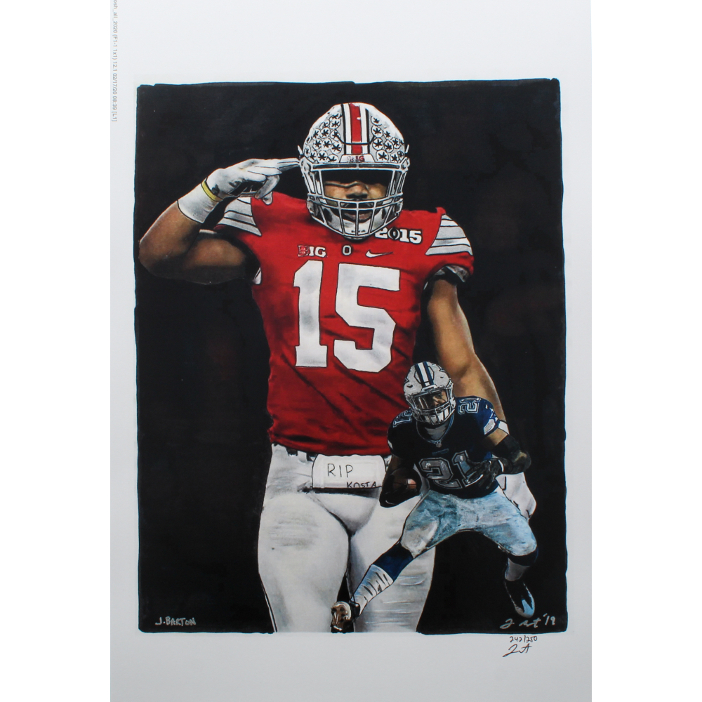 Ezekiel Elliott Cowboys / Ohio State Buckeyes Joshua Barton 12x18