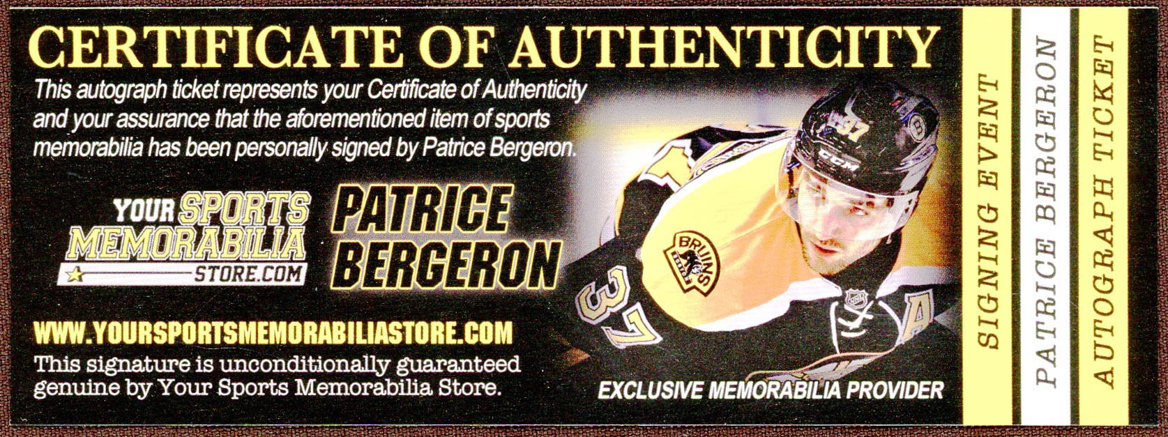 Patrice Bergeron Signed Bruins 8x10 Photo (Bergeron COA) at PristineAuction.com Patrice Bergeron Signed Bruins 8x10 Photo (Bergeron COA) at PristineAuction.com