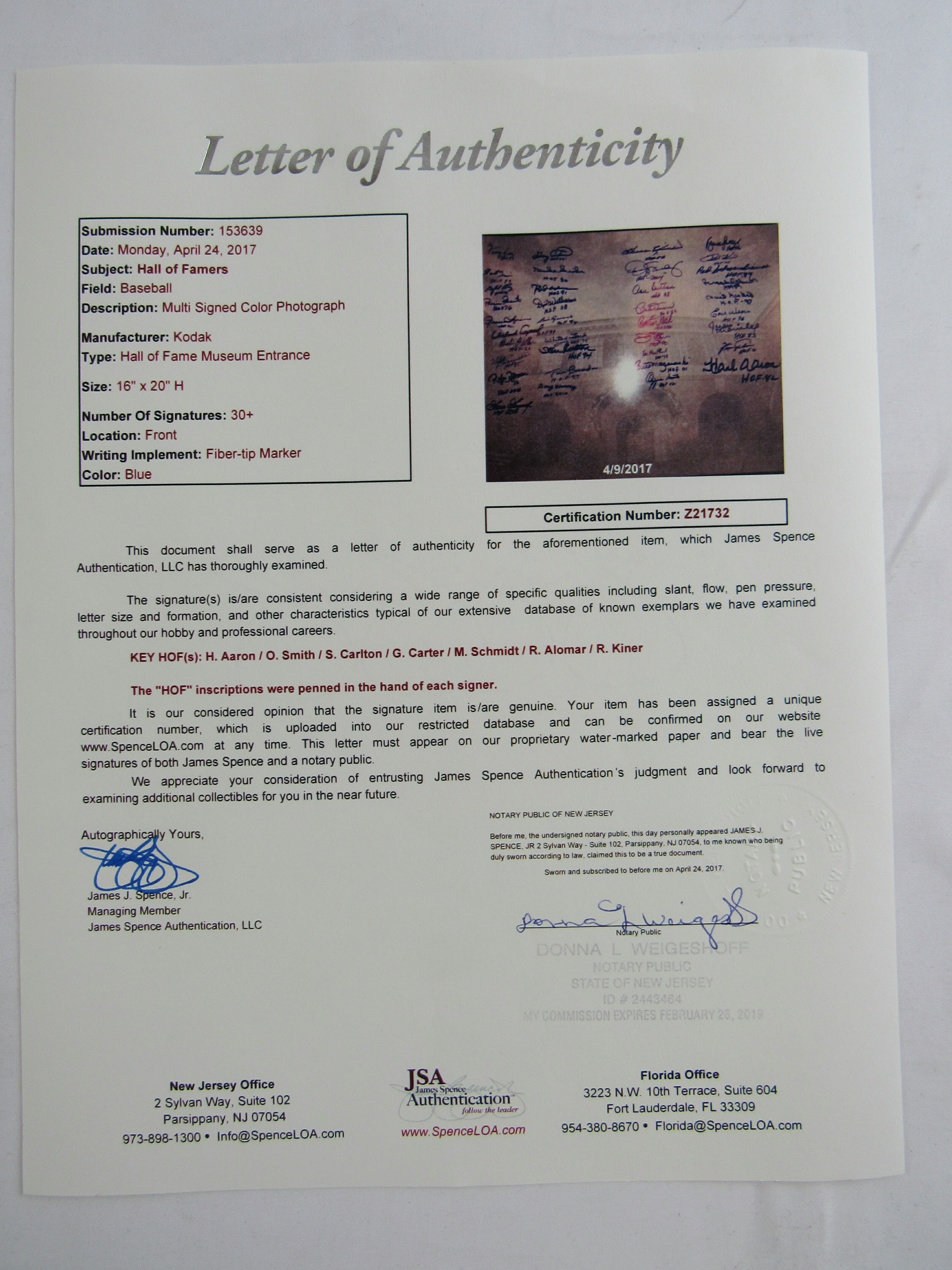 MLB Hall of Famers 16x20 Photo Signed by (36) with Hank Aaron, Ozzie Smith, Steve Carlton, Gary Carter, Mike Schmidt, Roberto Alomar, Ralph Kiner (JSA LOA) at PristineAuction.com MLB Hall of Famers 16x20 Photo Signed by (36) with Hank Aaron, Ozzie Smith, Steve Carlton, Gary Carter, Mike Schmidt, Roberto Alomar, Ralph Kiner (JSA LOA) at PristineAuction.com