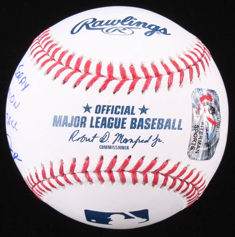 Pete Rose Signed OML Baseball Inscribed "I'm Sorry I Bet on Baseball" (Fiterman Sports Hologram) at PristineAuction.com Pete Rose Signed OML Baseball Inscribed "I'm Sorry I Bet on Baseball" (Fiterman Sports Hologram) at PristineAuction.com