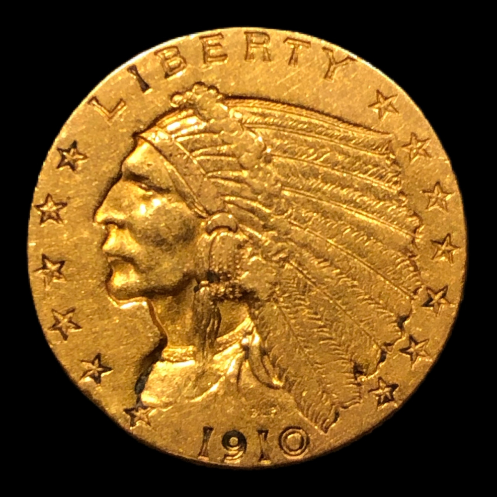 1910 2.50 Indian Head Quarter Eagle Gold Coin Pristine Auction