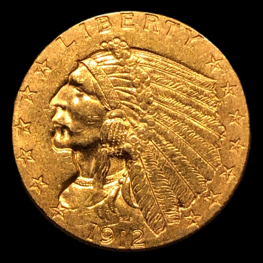 1912 2.50 Indian Head Quarter Eagle Gold Coin Pristine Auction
