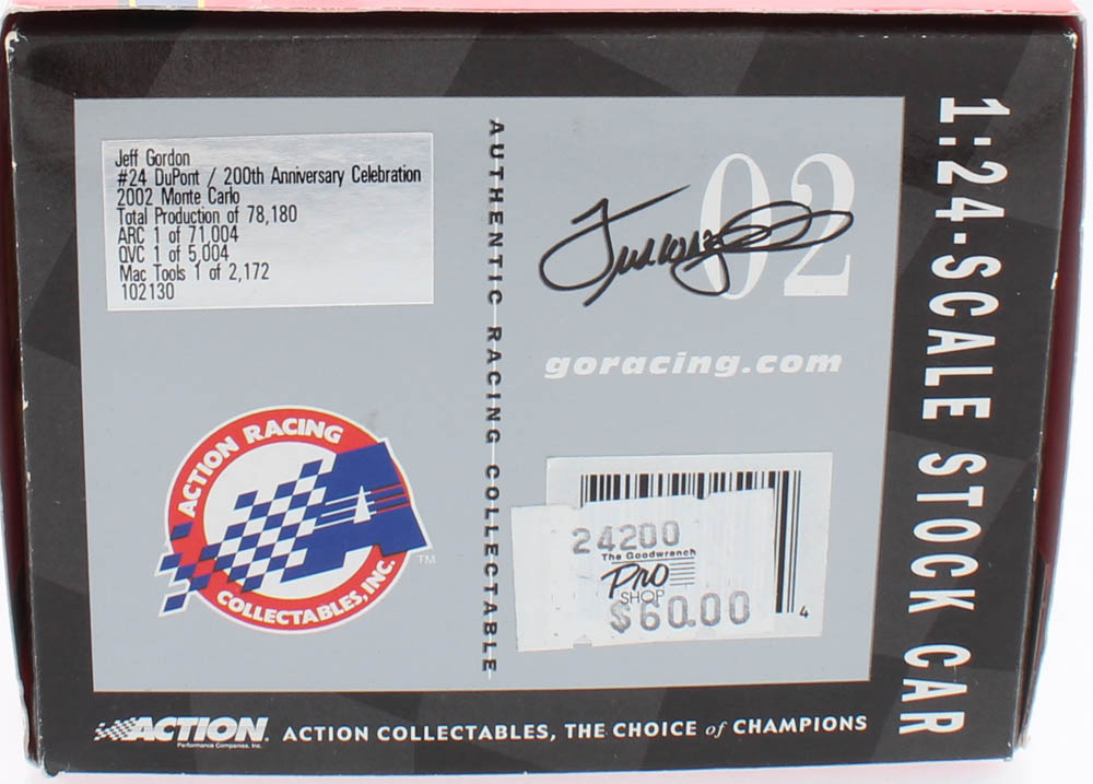 Jeff Gordon LE #24 Dupont / 200th Anniversary Celebration 2002 Monte Carlo 1:24 Scale Stock Car at PristineAuction.com Jeff Gordon LE #24 Dupont / 200th Anniversary Celebration 2002 Monte Carlo 1:24 Scale Stock Car at PristineAuction.com
