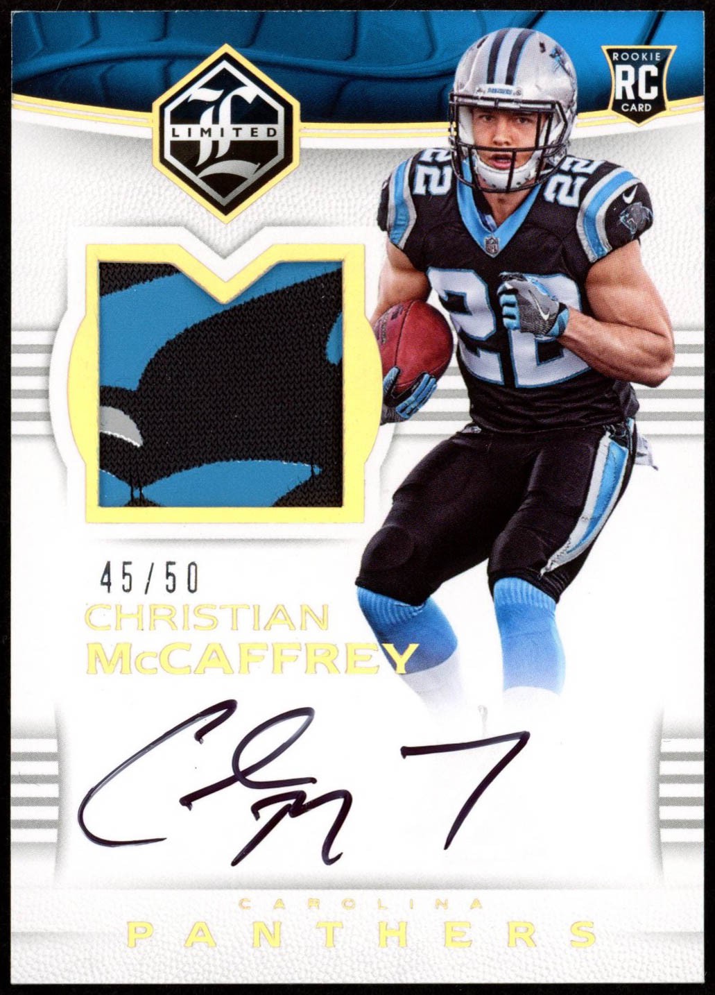 Christian McCaffrey 2017 Limited Gold Spotlight #107 Jersey Autograph RC at PristineAuction.com Christian McCaffrey 2017 Limited Gold Spotlight #107 Jersey Autograph RC at PristineAuction.com