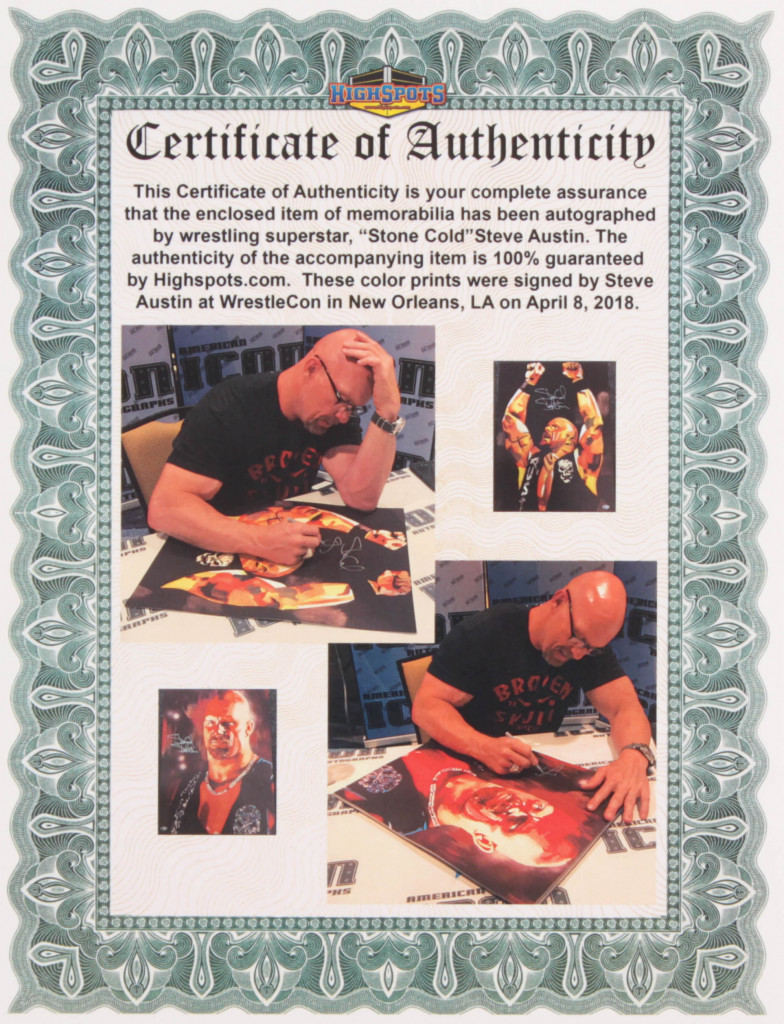 Stone Cold Steve Austin Signed WWE 18x24 Print (Beckett COA) at PristineAuction.com Stone Cold Steve Austin Signed WWE 18x24 Print (Beckett COA) at PristineAuction.com