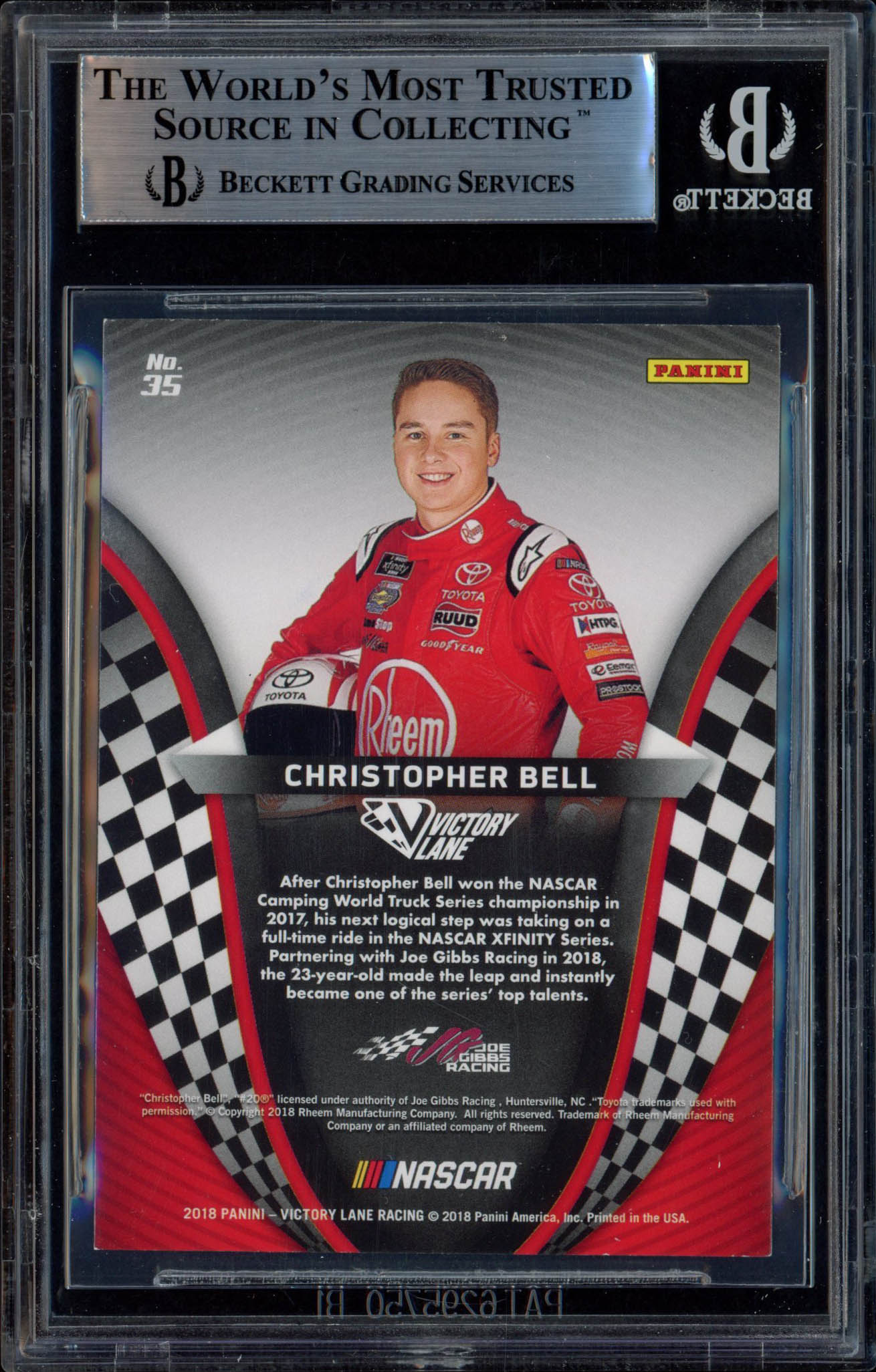 Christopher Bell Signed 2018 Panini Victory Lane Silver #35 RC (BGS Encapsulated) at PristineAuction.com Christopher Bell Signed 2018 Panini Victory Lane Silver #35 RC (BGS Encapsulated) at PristineAuction.com