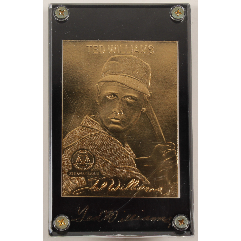 Ted Williams LE 22kt Gold Baseball Card Display Pristine Auction