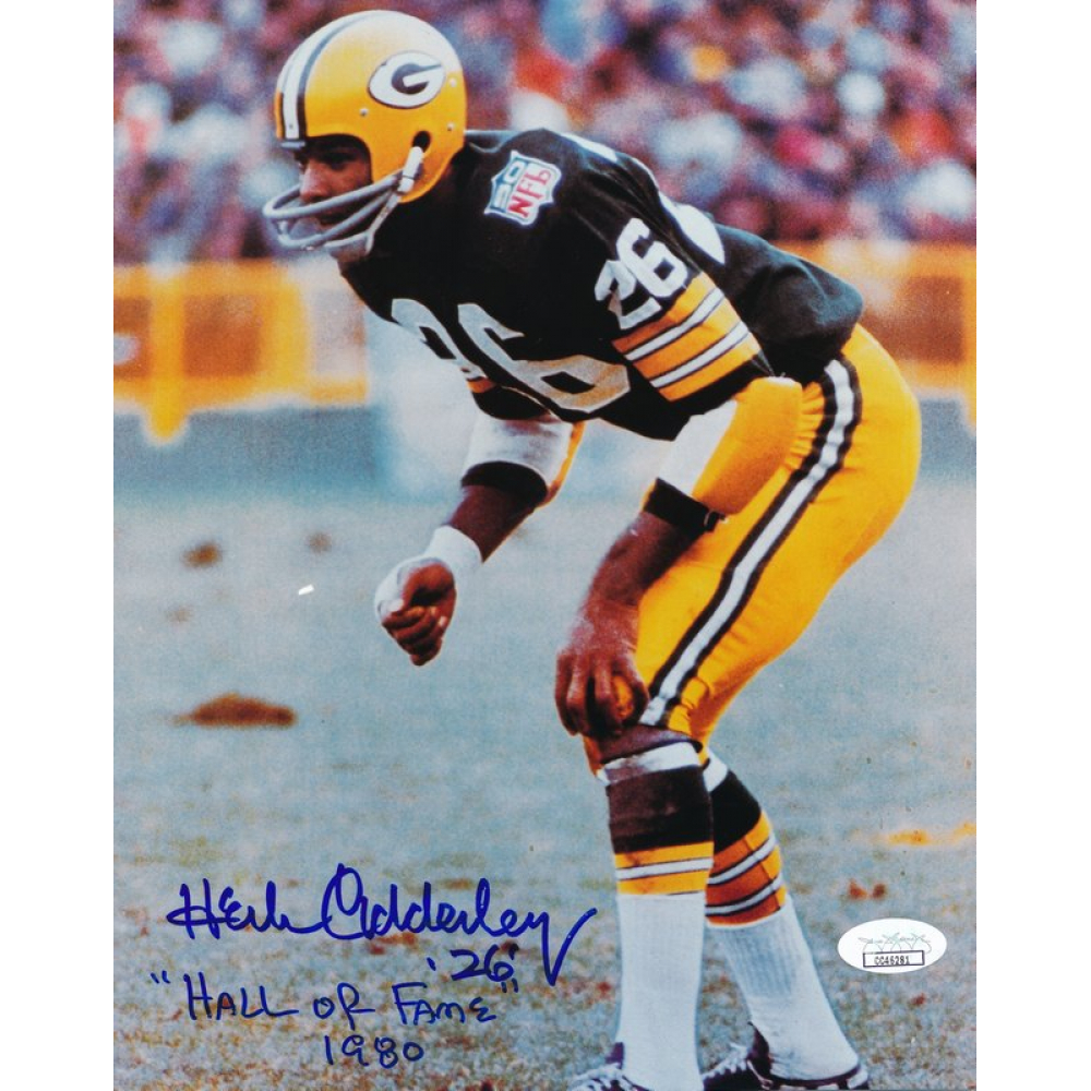 Herb Adderley Signed Packers 8x10 Photo Inscribed "Hall of Fame 1980