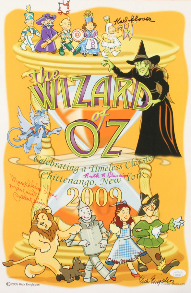 2009 &quot;The Wizard of Oz&quot; 12x18 Print CastSigned by (6