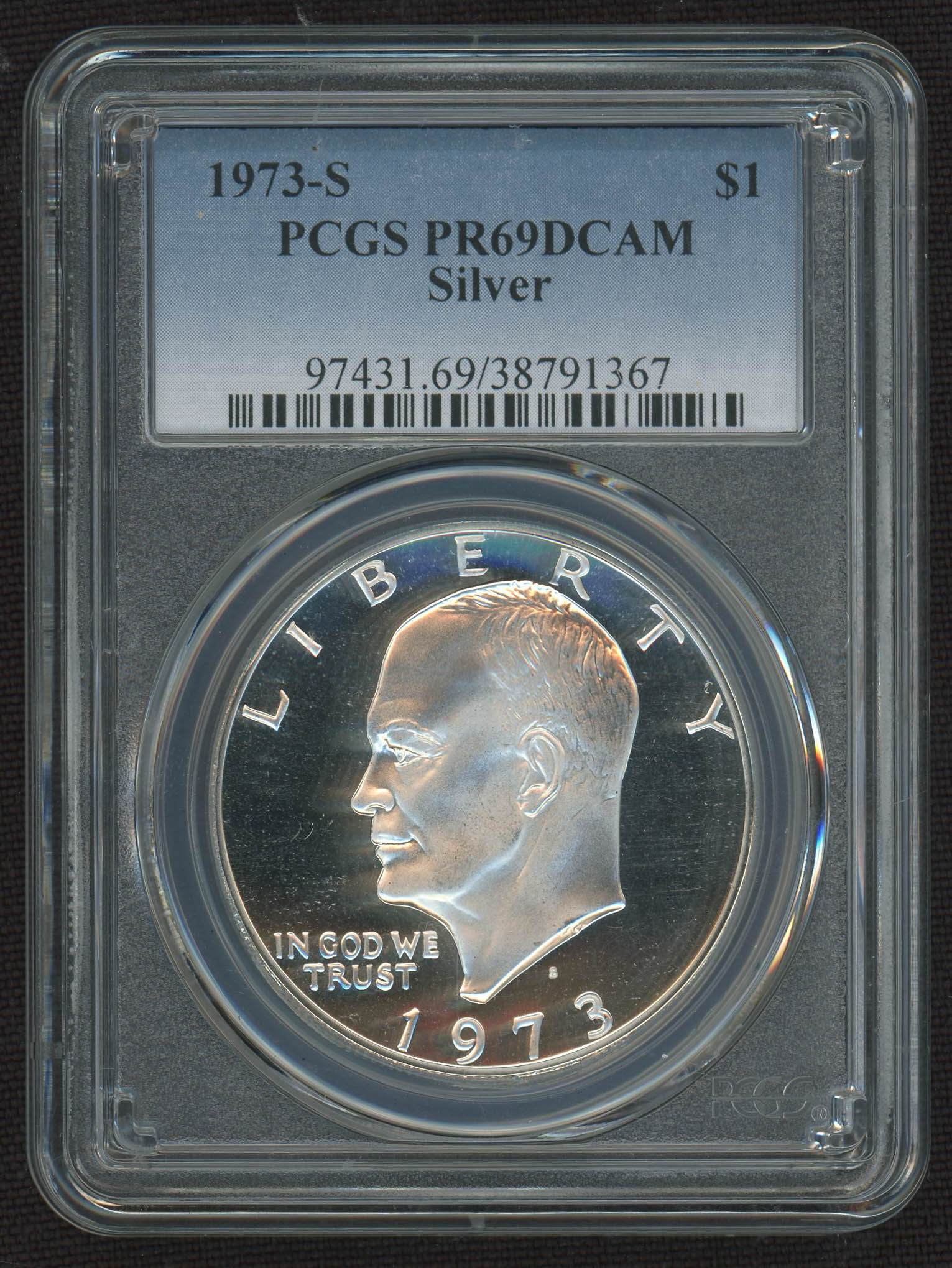 1973-S Eisenhower "Ike" $1 Dollar Coin (PCGS PR69DCAM) at PristineAuction.com 1973-S Eisenhower "Ike" $1 Dollar Coin (PCGS PR69DCAM) at PristineAuction.com