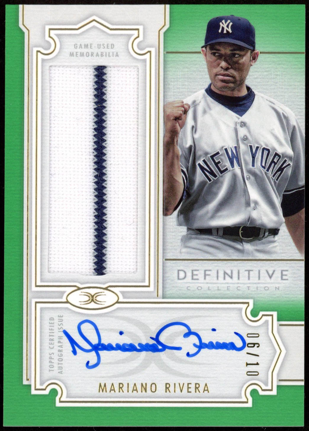 Mariano Rivera 2020 Topps Definitive Collection Definitive Autograph Relics Green #DARCMR at PristineAuction.com Mariano Rivera 2020 Topps Definitive Collection Definitive Autograph Relics Green #DARCMR at PristineAuction.com