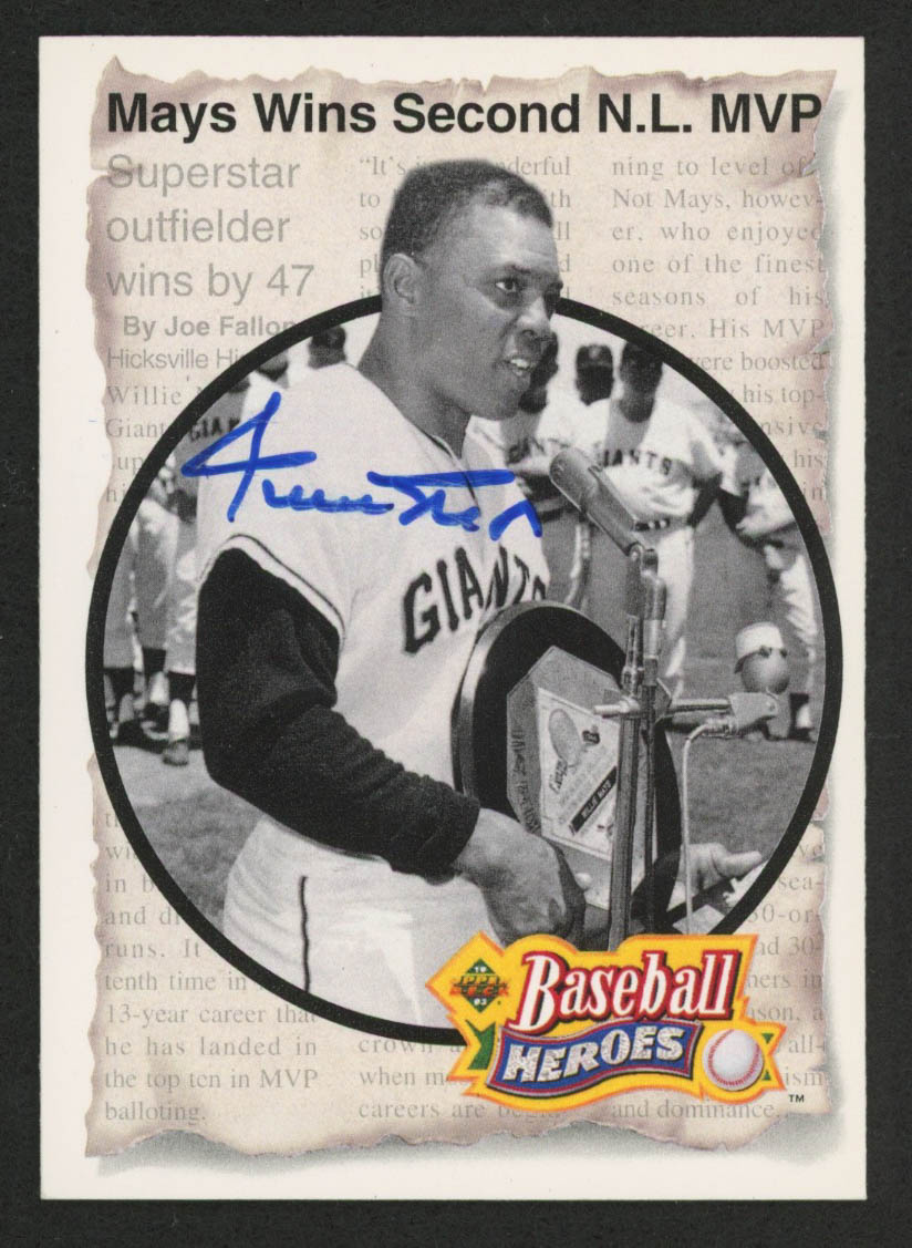 Willie Mays Signed LE 1993 Upper Deck Heroes #50 1965 Most Valuable Player (JSA COA) at PristineAuction.com Willie Mays Signed LE 1993 Upper Deck Heroes #50 1965 Most Valuable Player (JSA COA) at PristineAuction.com
