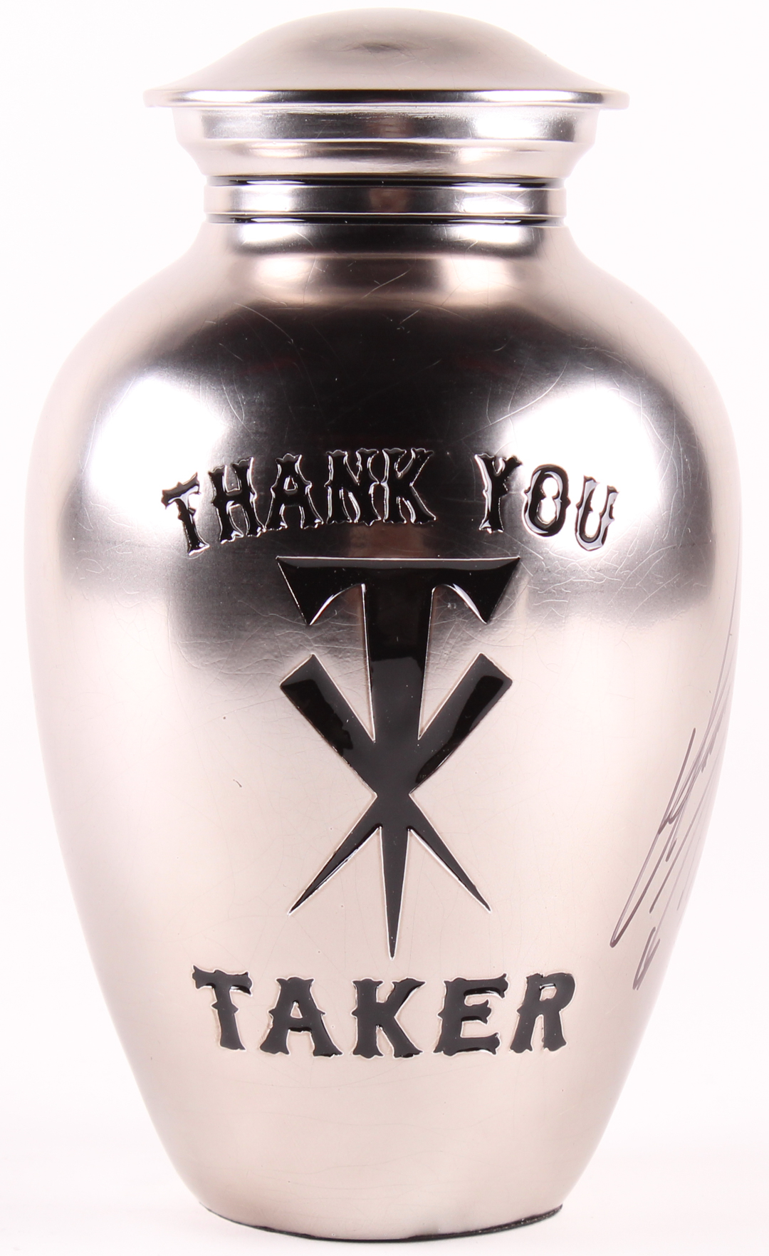 The Undertaker Signed "Thank You Taker" Commemorative Urn with Carrier Coffin Box Inscribed "2019" (JSA Hologram) at PristineAuction.com The Undertaker Signed "Thank You Taker" Commemorative Urn with Carrier Coffin Box Inscribed "2019" (JSA Hologram) at PristineAuction.com