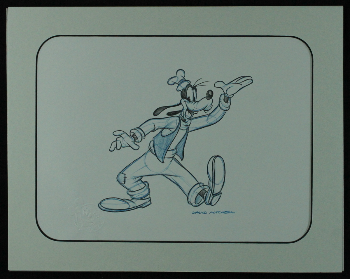 Goofy Walt Disney Custom Matted Hand-Drawn Sketch by Disney Artist David Mitchell at PristineAuction.com Goofy Walt Disney Custom Matted Hand-Drawn Sketch by Disney Artist David Mitchell at PristineAuction.com