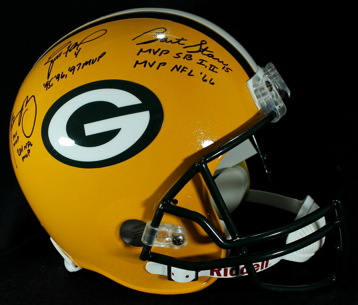 Aaron Rodgers, Brett Favre & Bart Starr Signed Packers Full-Size Replica Helmet (Steiner COA) at PristineAuction.com Aaron Rodgers, Brett Favre & Bart Starr Signed Packers Full-Size Replica Helmet (Steiner COA) at PristineAuction.com