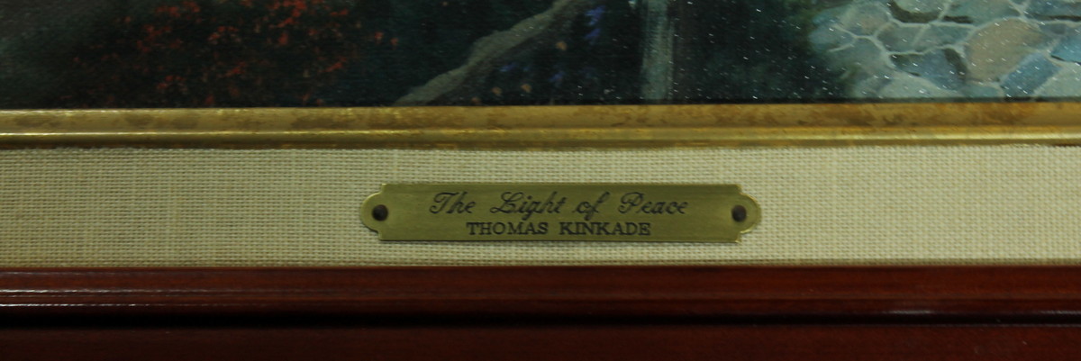 Thomas Kinkade "The Light of Peace" Custom Framed 25x21 Classics Collection Lithograph on Canvas at PristineAuction.com Thomas Kinkade "The Light of Peace" Custom Framed 25x21 Classics Collection Lithograph on Canvas at PristineAuction.com