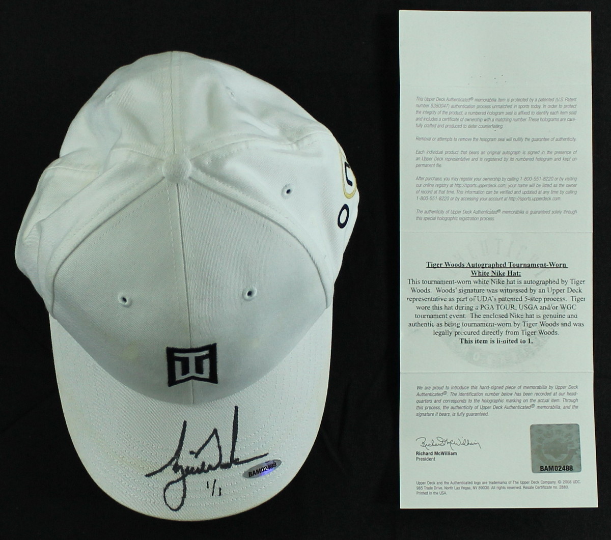 Tiger Woods Signed LE Tournament-Worn Nike "Tiger Woods Collection" Hat #1/1 (UDA COA) at PristineAuction.com Tiger Woods Signed LE Tournament-Worn Nike "Tiger Woods Collection" Hat #1/1 (UDA COA) at PristineAuction.com